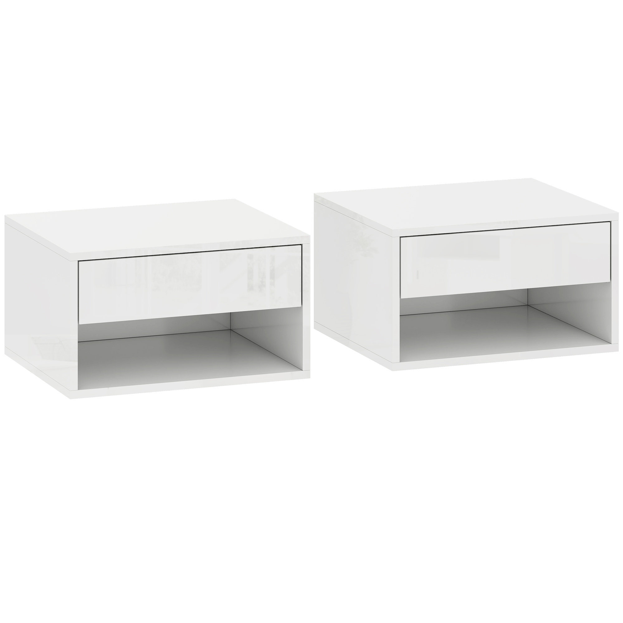 Stahall White Wall Mounted Bedside Table Set of 2 - 37cm - Life Essentials