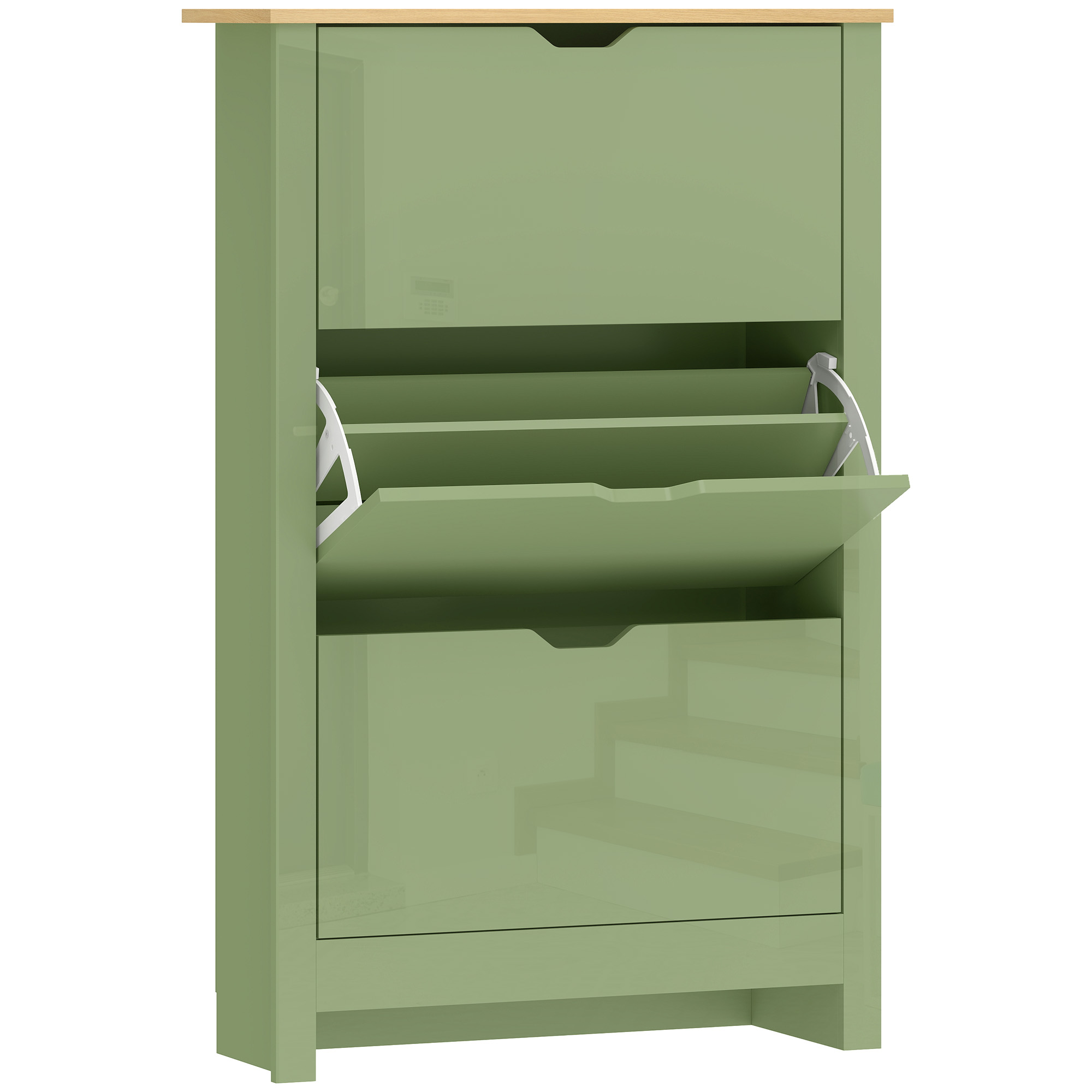 Winloft Green Shoe Cabinet with 3 Flip Drawers - Large-sized - 72cm - Life Essentials