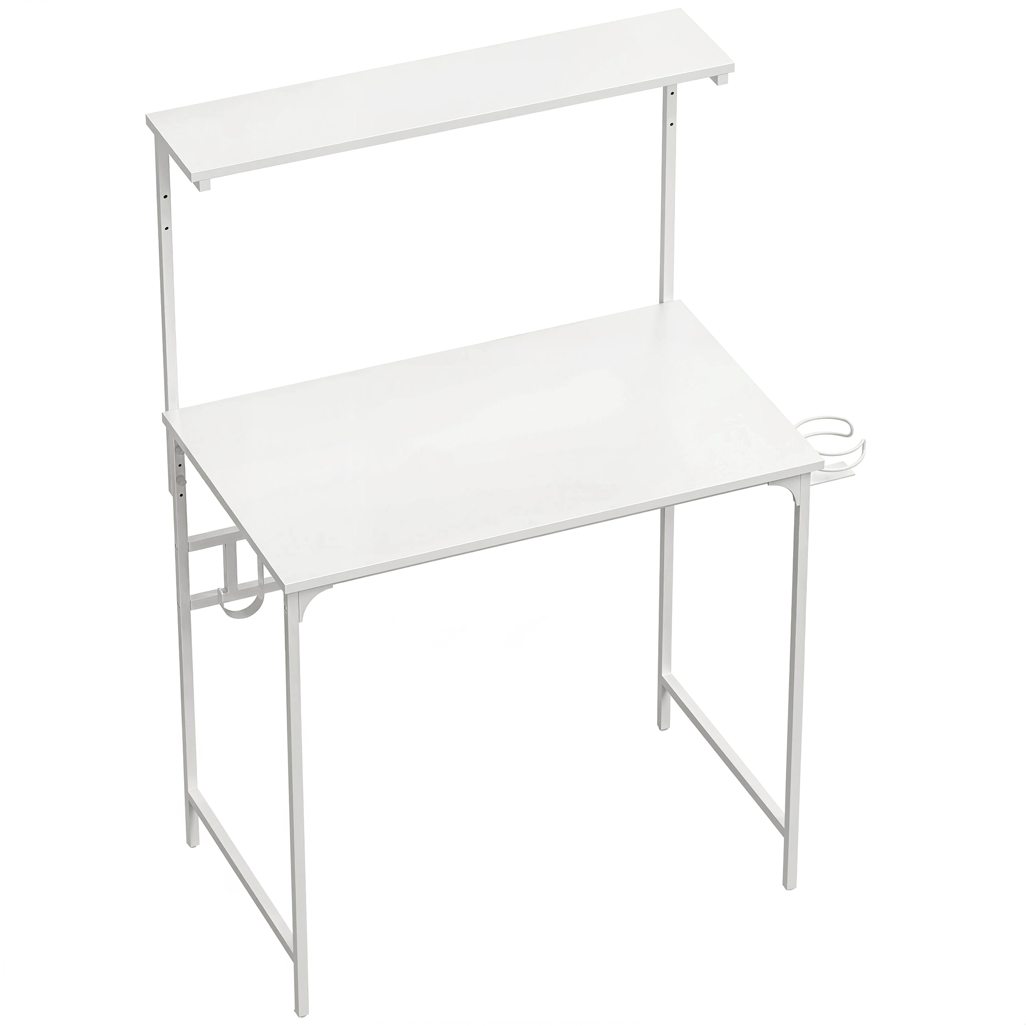 Prihall White Metal Office Study Table with Hutch Shelf - 80cm - Life Essentials