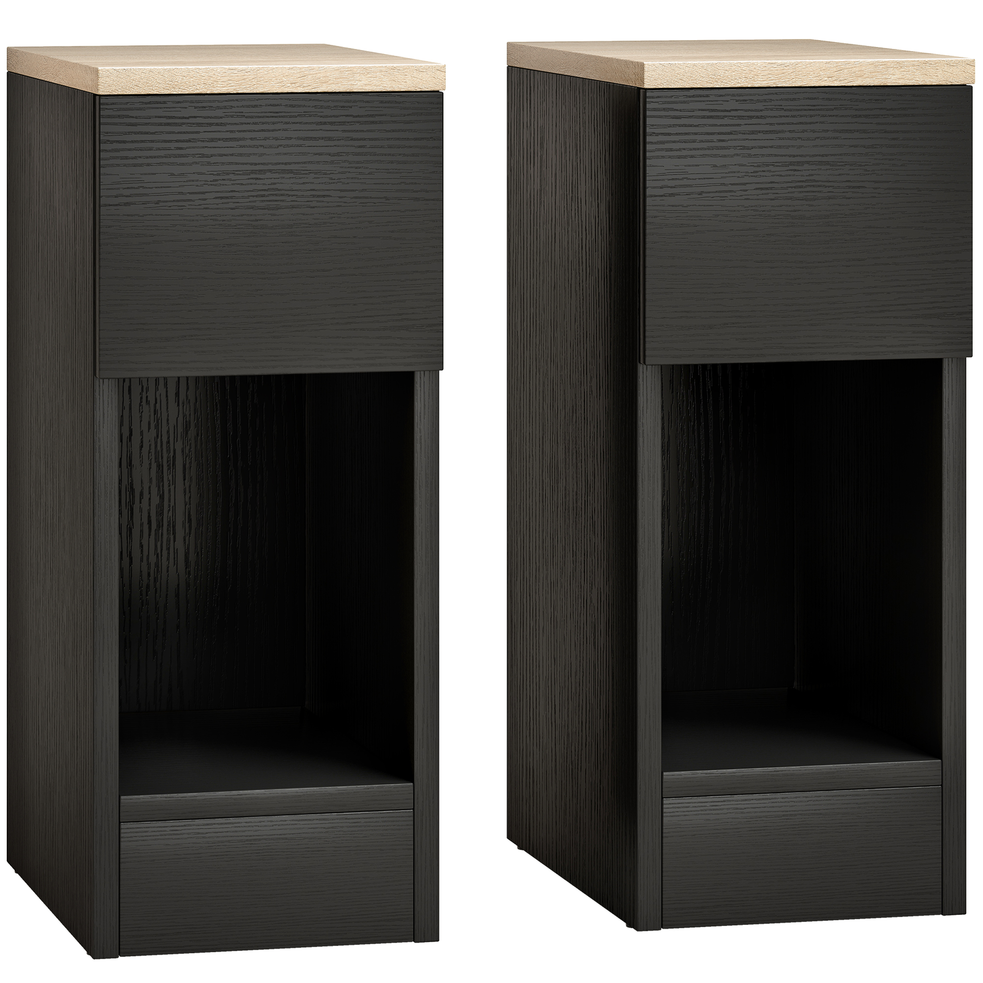 Luxton Black Bedside Table Set of 2 - 20cm - Life Essentials