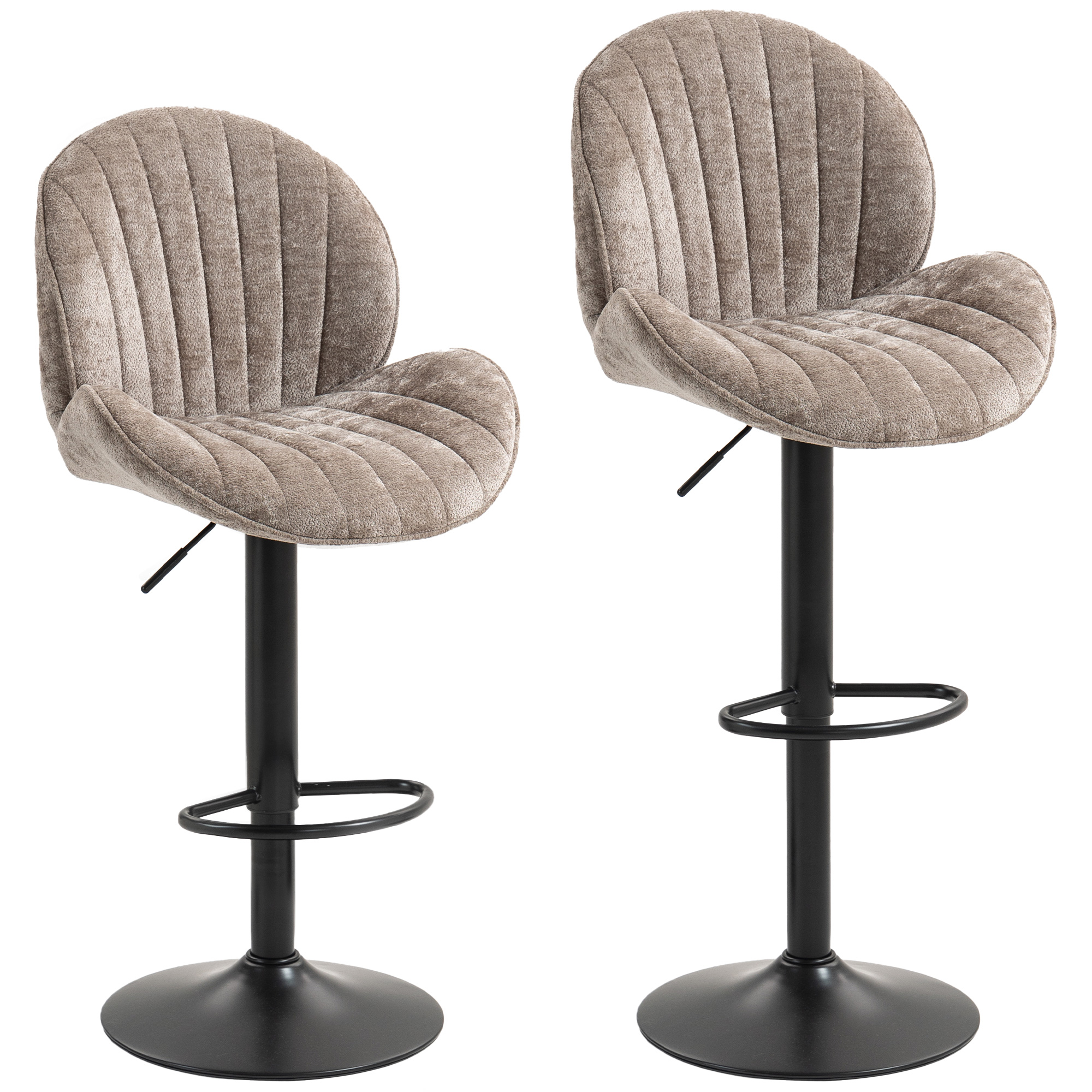 Priglen Brown Chenille Bar Stool Set of 2 - 48cm - Life Essentials