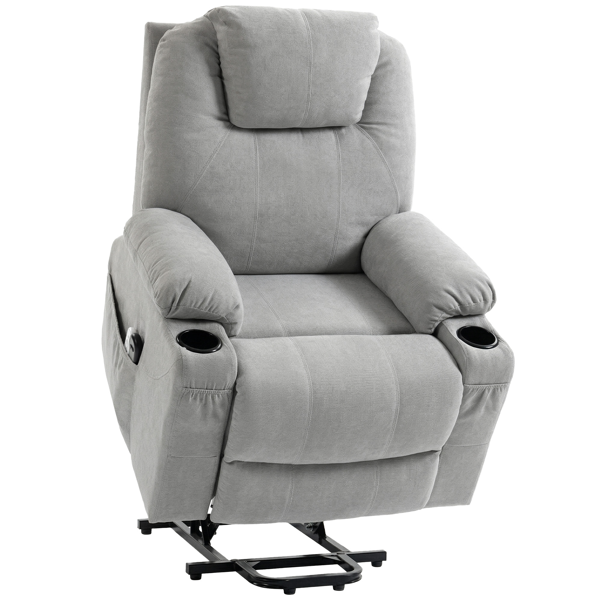Staglen Linen Power Lift Recliner Armchair - Light Grey - Life Essentials