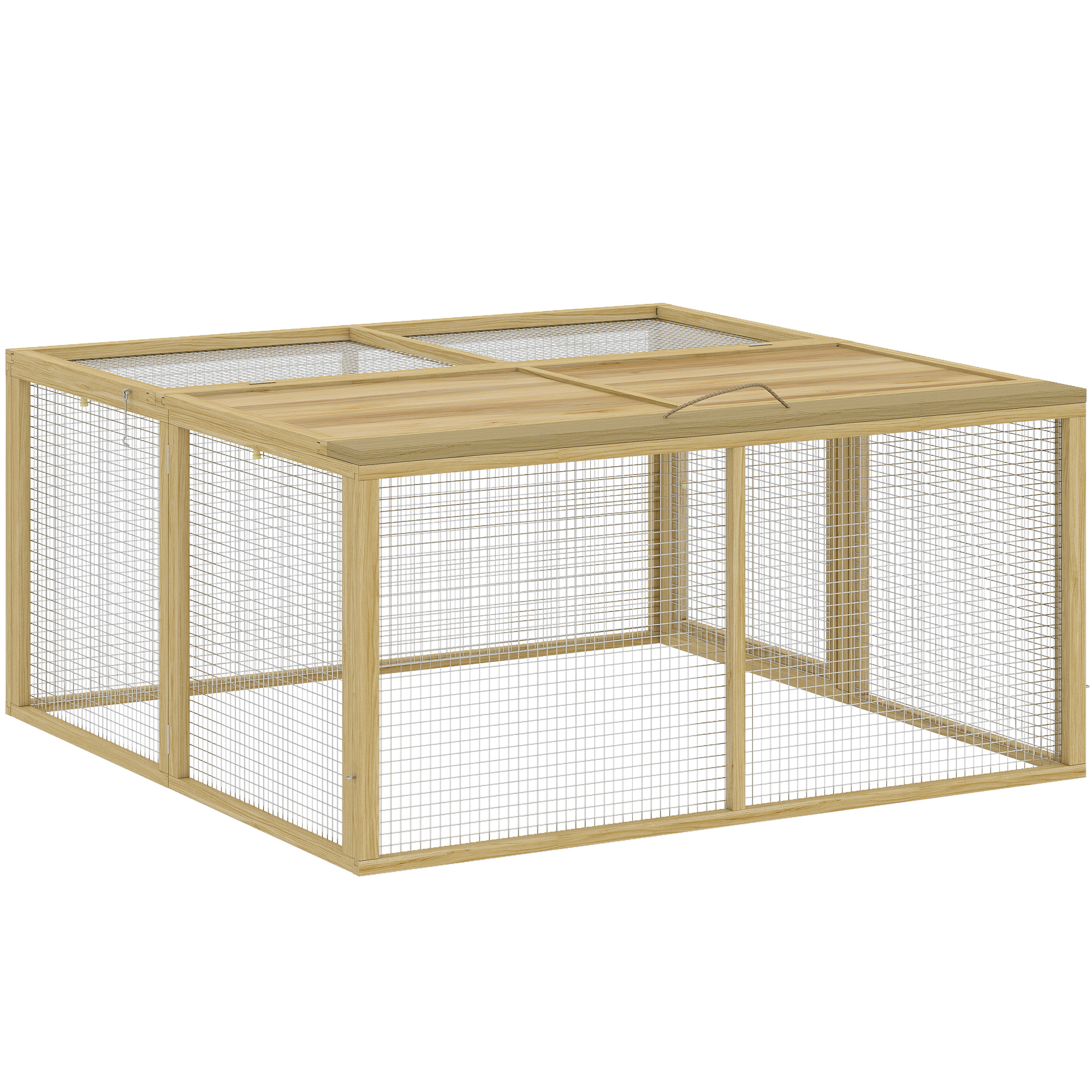 Dorton Natural Wood Fir Wood Rabbit Hutch - 120cm - Life Essentials
