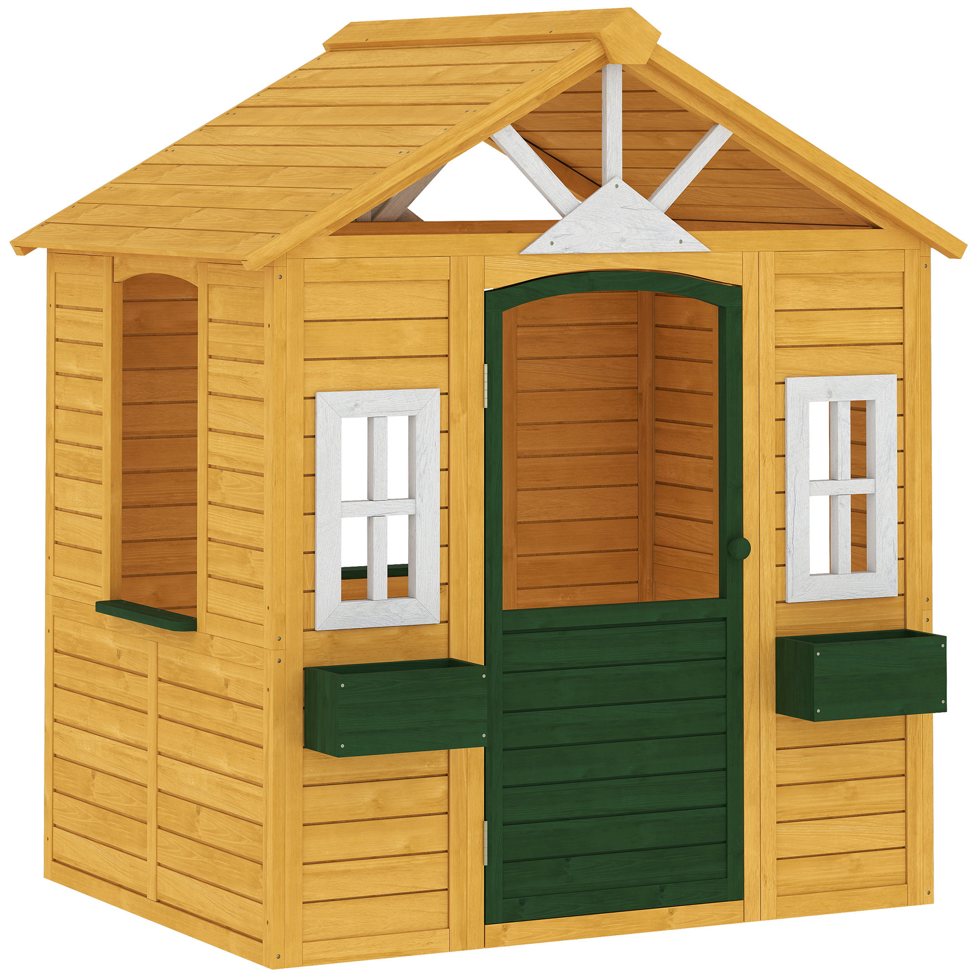 Velero Brown Fir Wood Outdoor Kids Playhouse - 97cm - Life Essentials