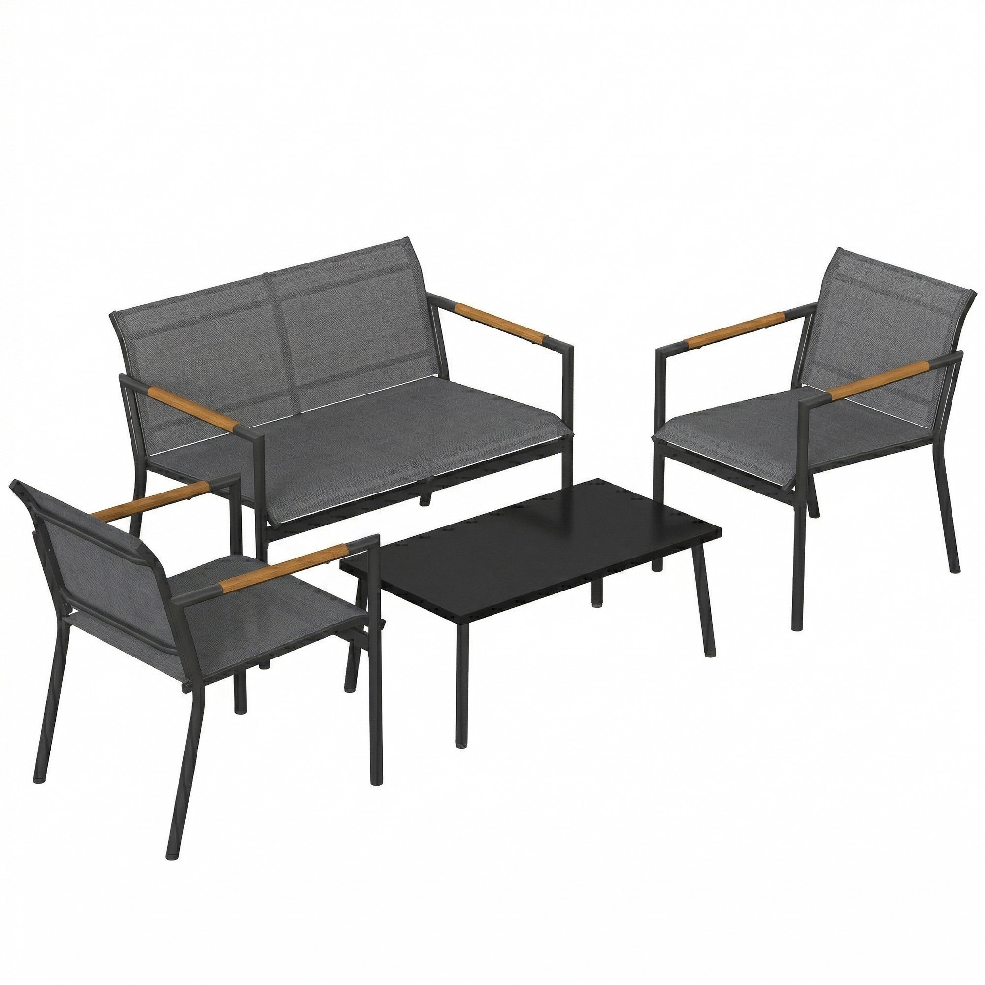 Winthor Metal 4 Seater Sofa Set - Grey - Life Essentials