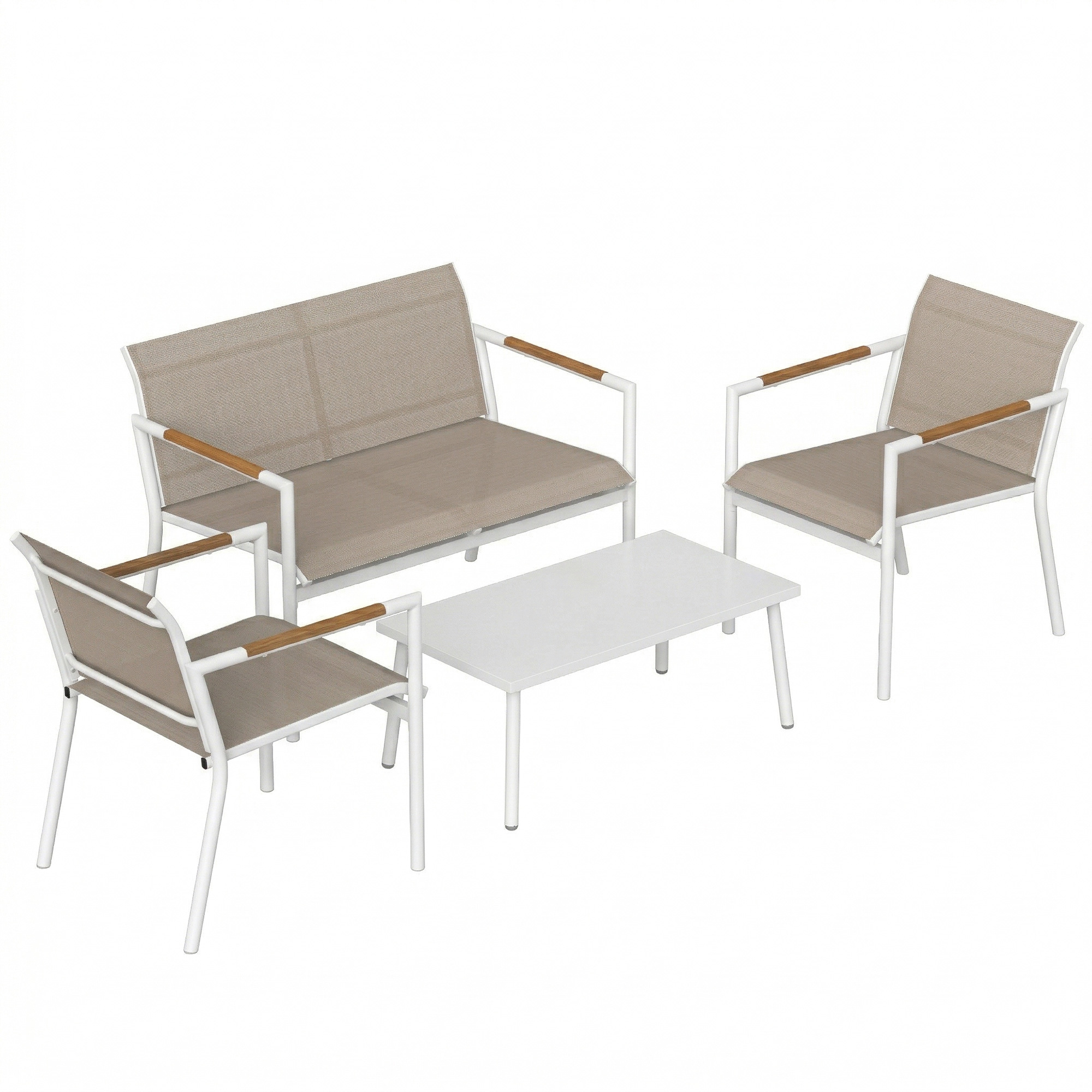 Winthor Metal 4 Seater Sofa Set - Khaki - Life Essentials