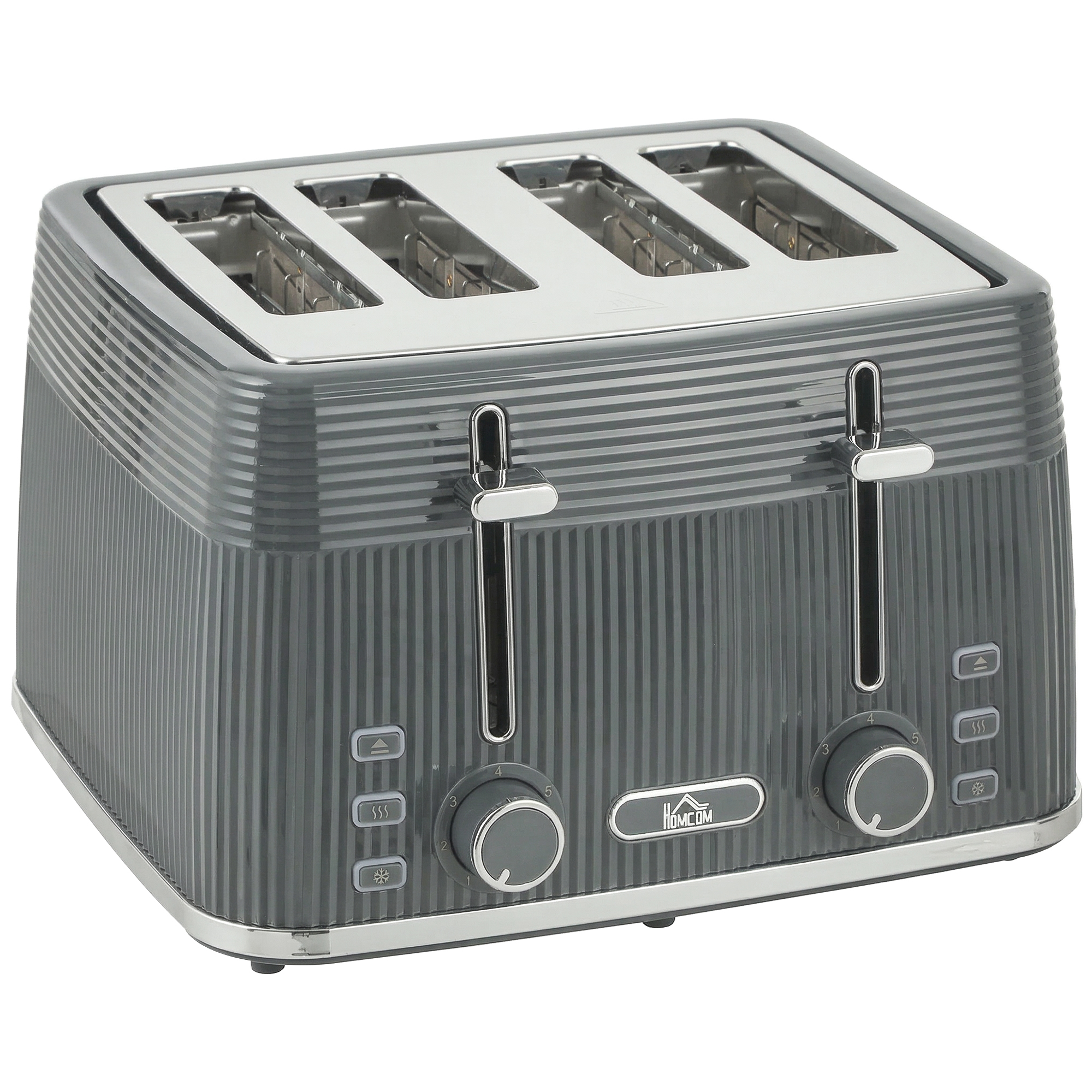 Cheheir Grey Stainless Steel 4 Slice Toaster - 27.3cm - Life Essentials
