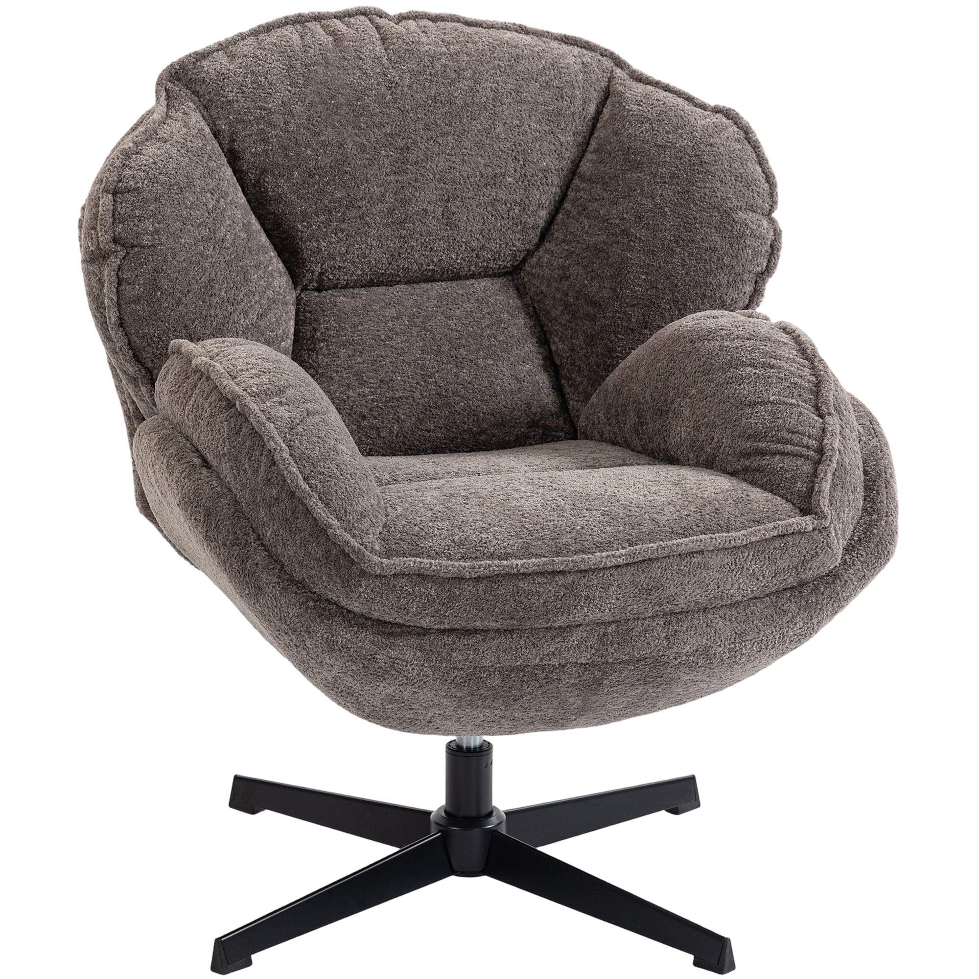 Stathor Velvet Swivel Chair - Grey - Life Essentials