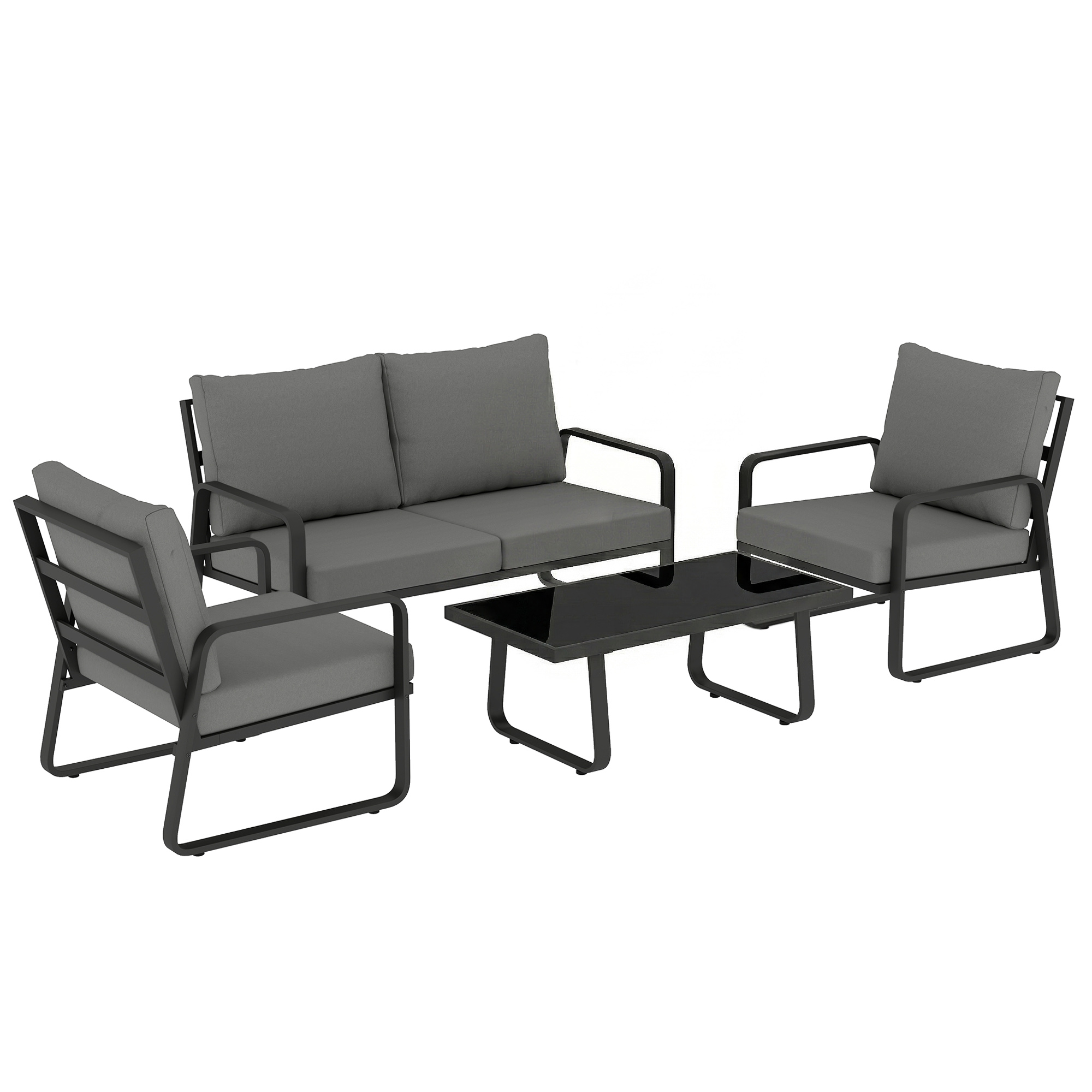 Wexis Black Metal 4 Piece Sofa Set - 160cm - Life Essentials
