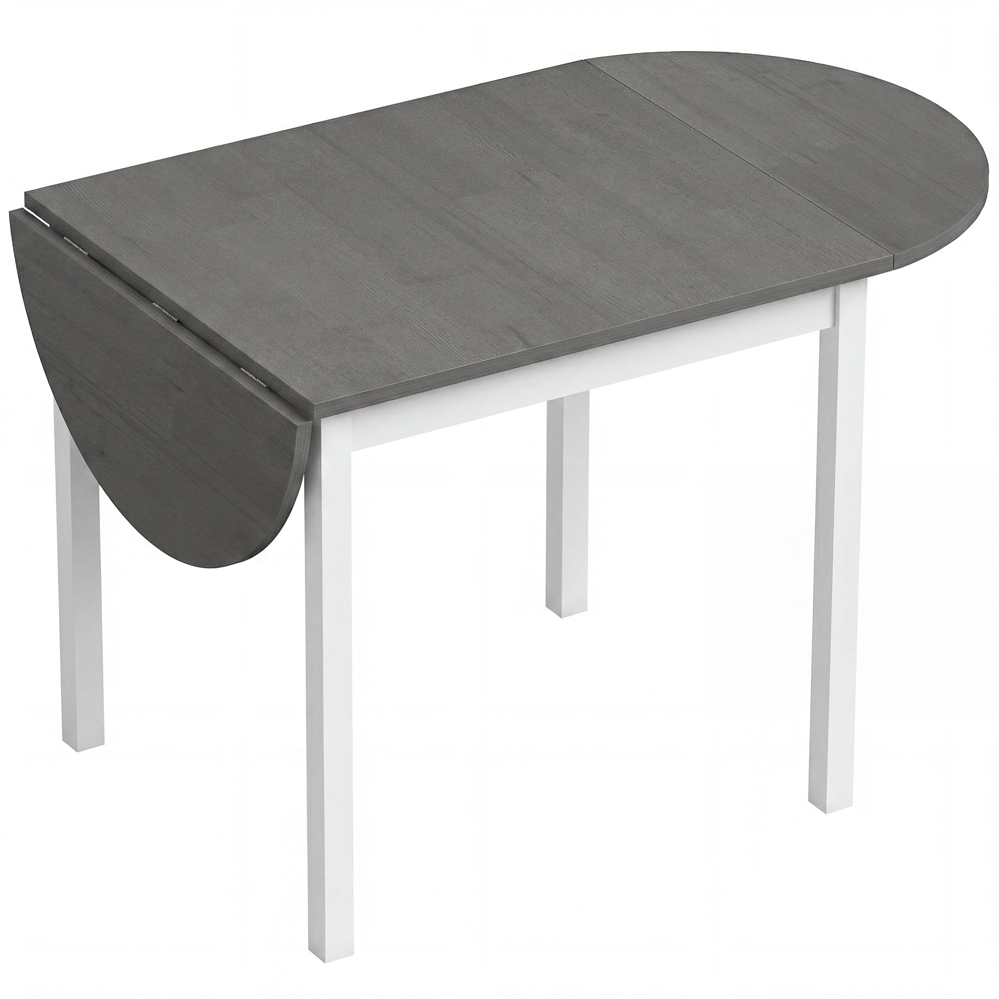 Cheton Grey Pine Wood Dining Table Drop Leaf - 70cm - Life Essentials