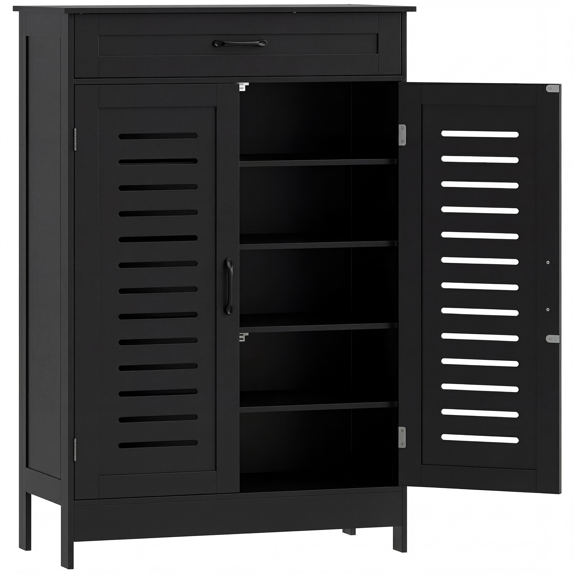 Rosheir Black MDF Shoe Cabinet with Drawer Storage - Large-sized - 78cm - Life Essentials