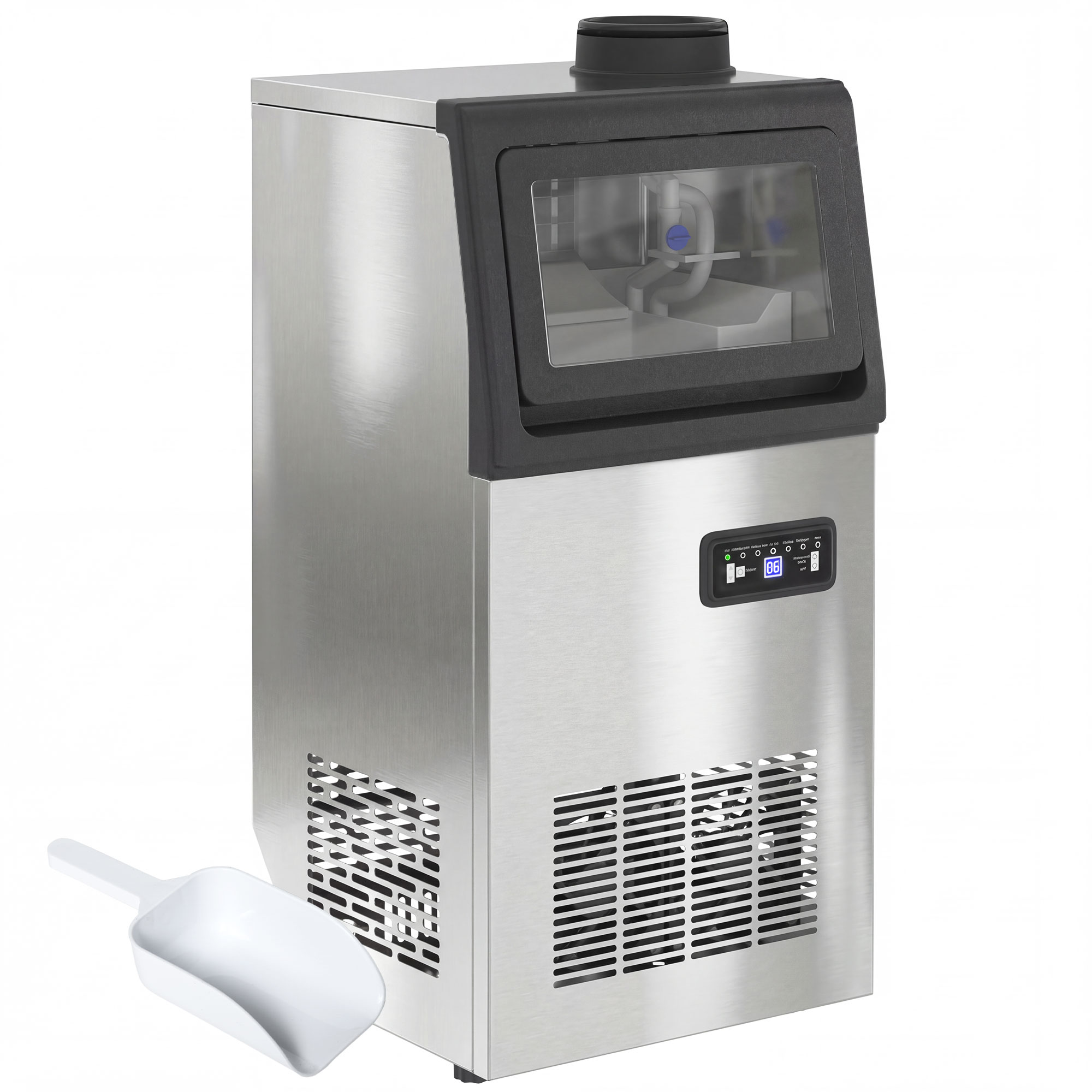 Yorheir Silver Stainless Steel Commercial Ice Maker Machine, 45kg-24H - 33.5cm - Life Essentials