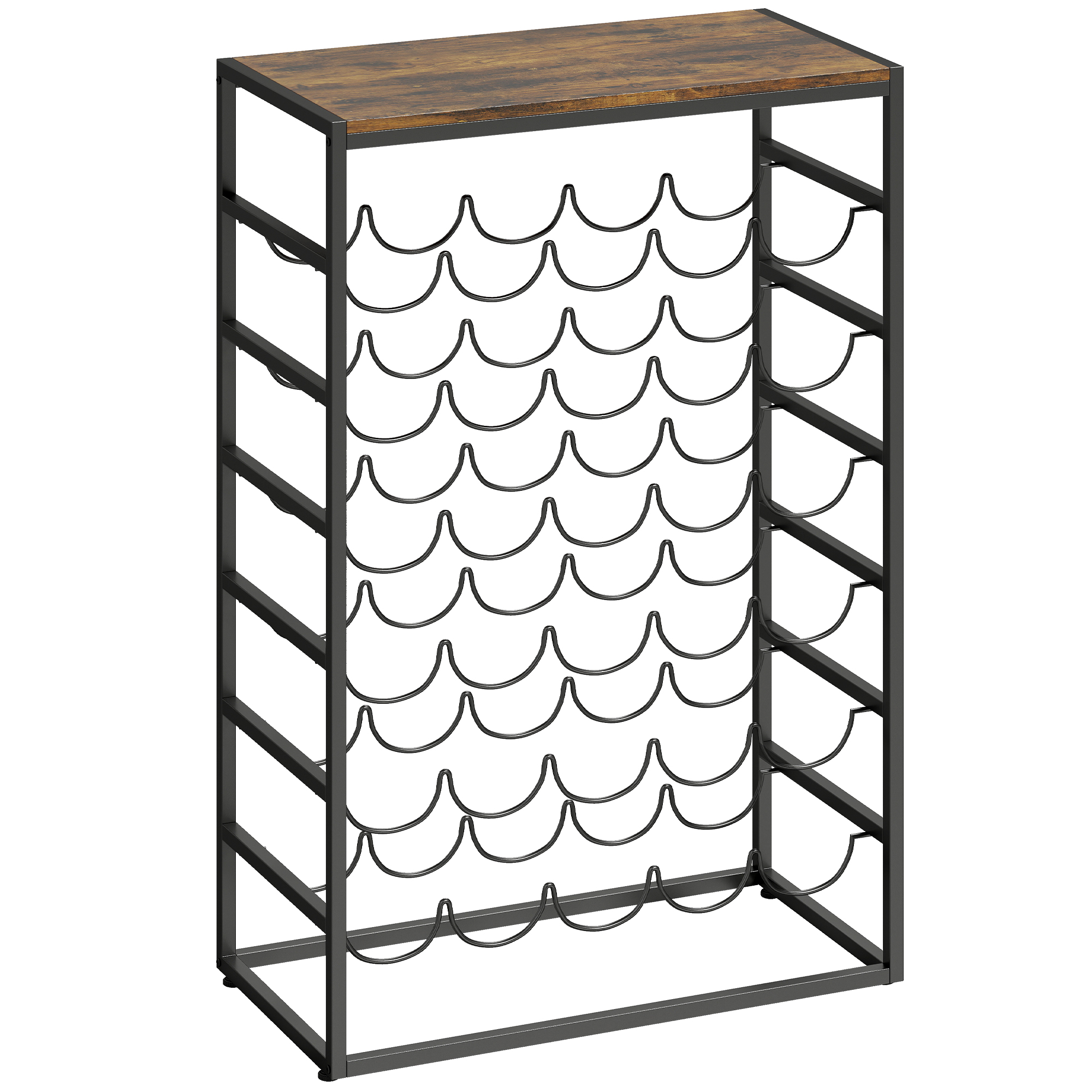 Broglen Rustic Brown Metal Wine Cabinet - 59cm - Life Essentials