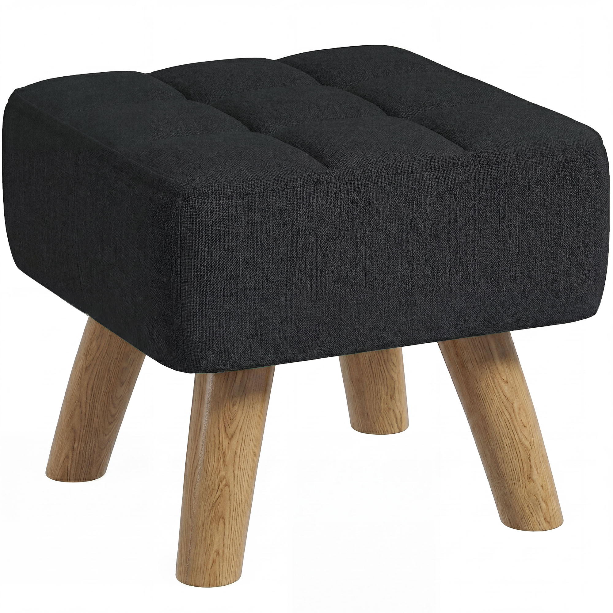 Broford Black Wood Footstool - 27cm - Life Essentials