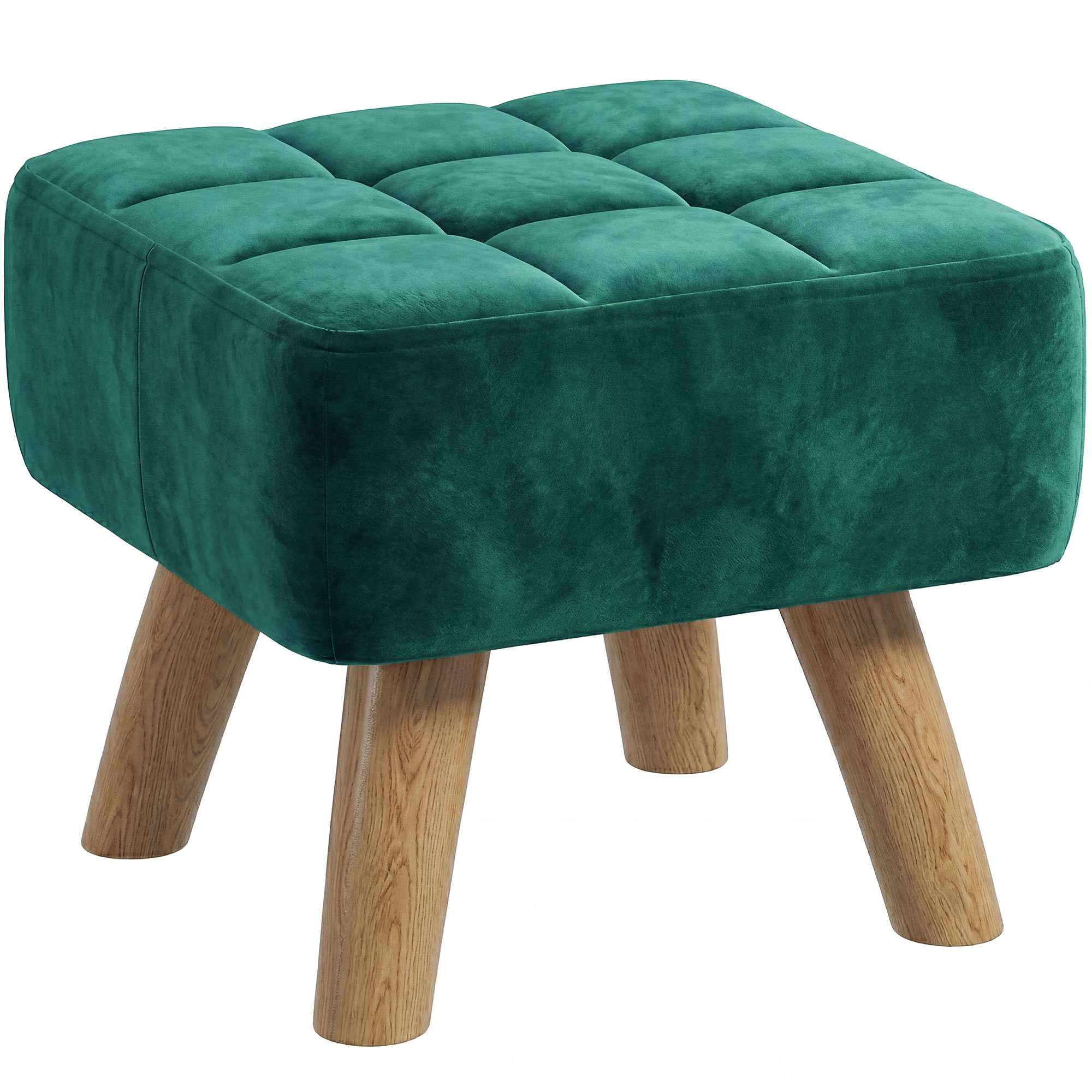 Broford Dark Green Velvet Footstool - 27cm