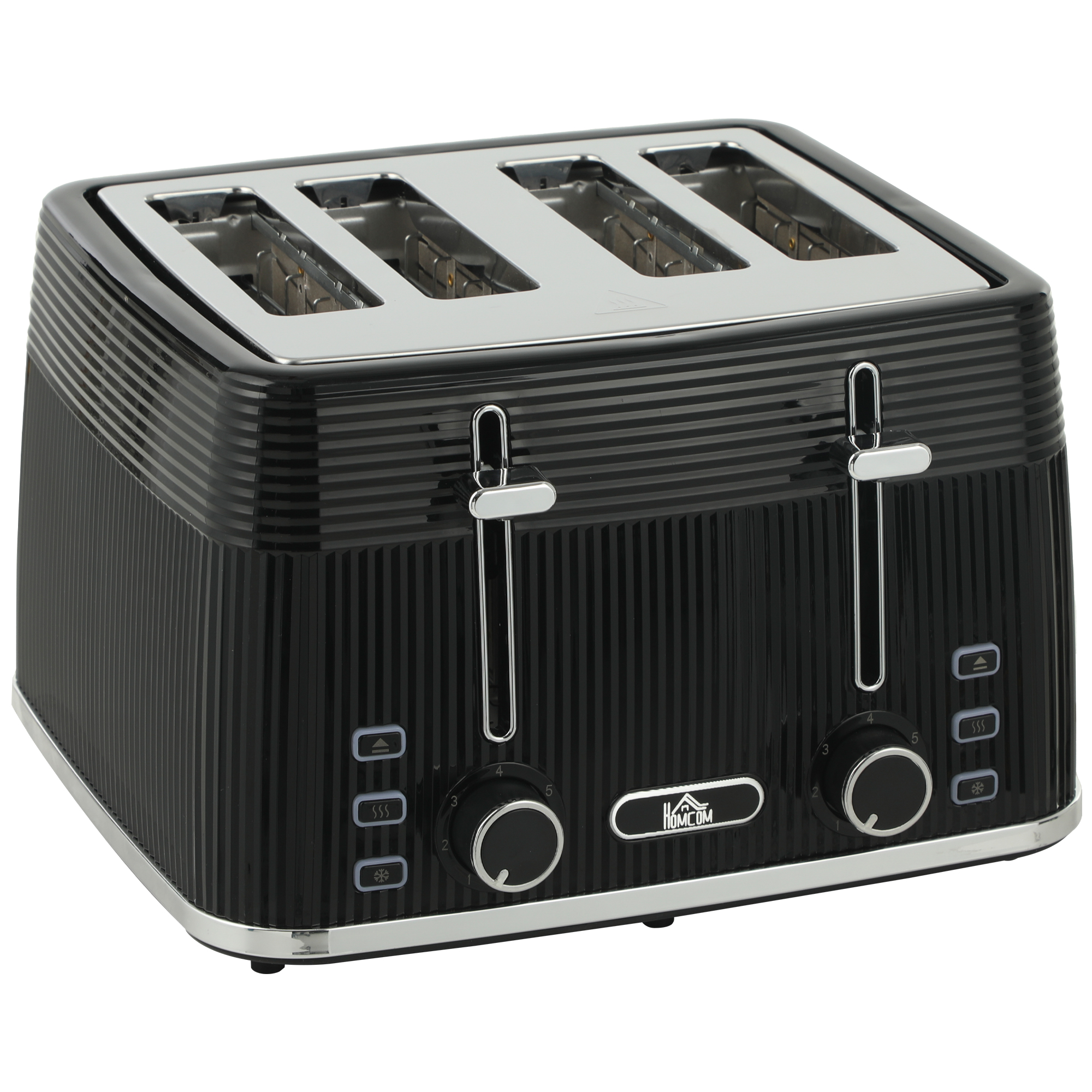 Cheheir Black Stainless Steel 4 Slice Toaster - 27.3cm - Life Essentials