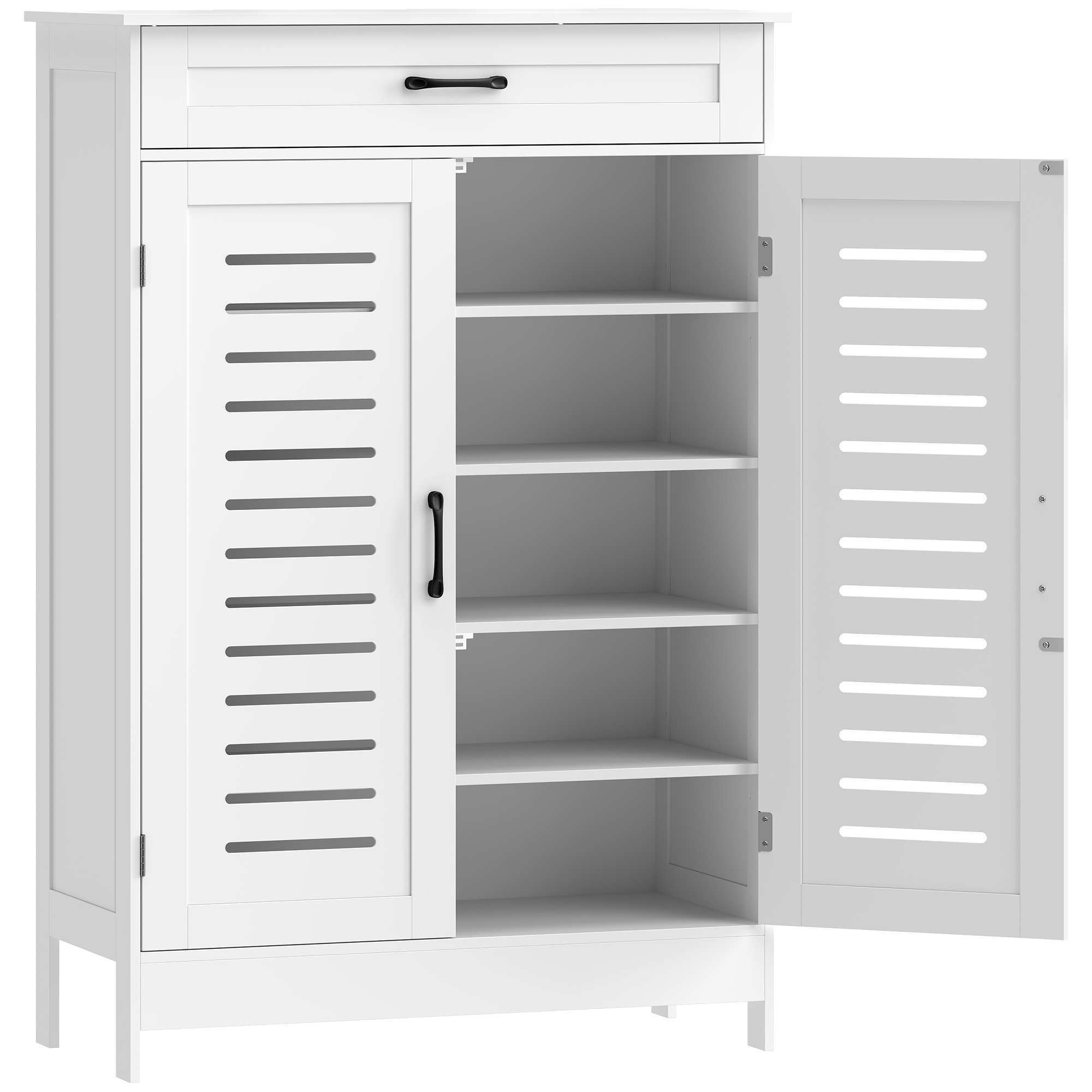 Rosheir White MDF Shoe Cabinet with Drawer Storage - Large-sized - 78cm - Life Essentials