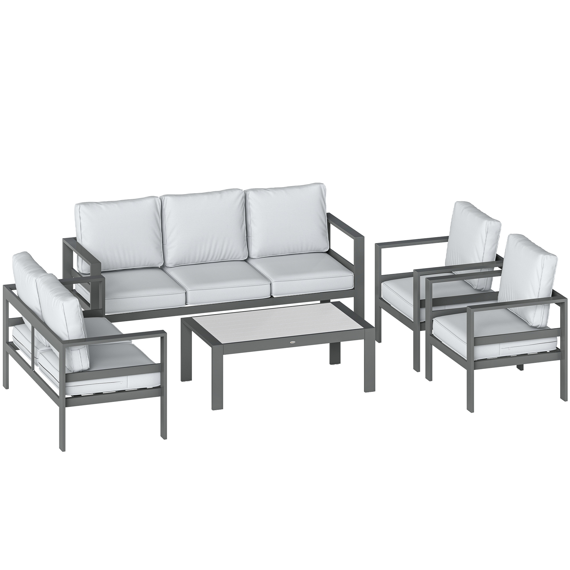 Camhall Aluminium 5 Pieces Sofa Set - Grey - Life Essentials