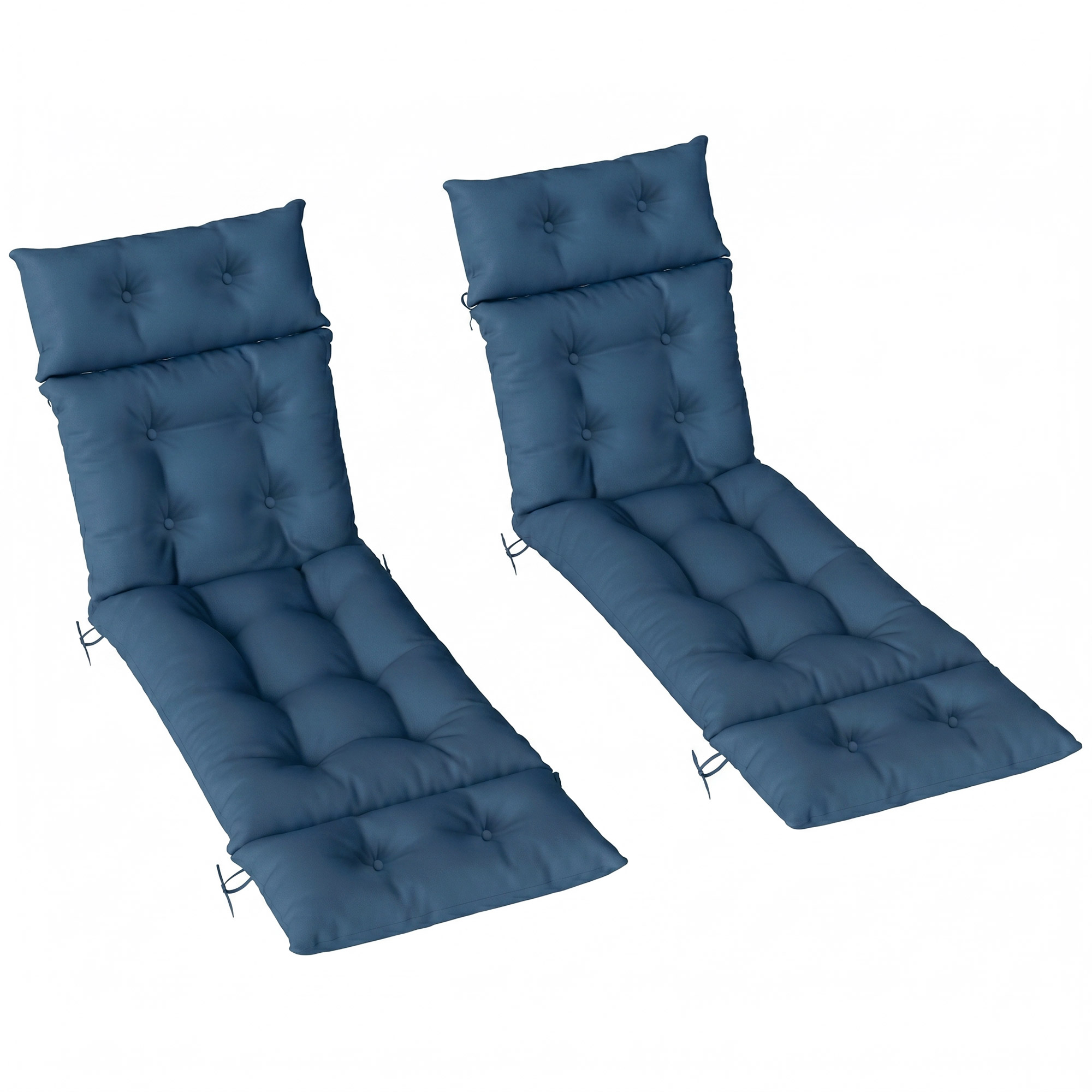 Chedene Navy Blue PP Foam Sun Lounger Cushions Set of 2 - 56cm - Life Essentials