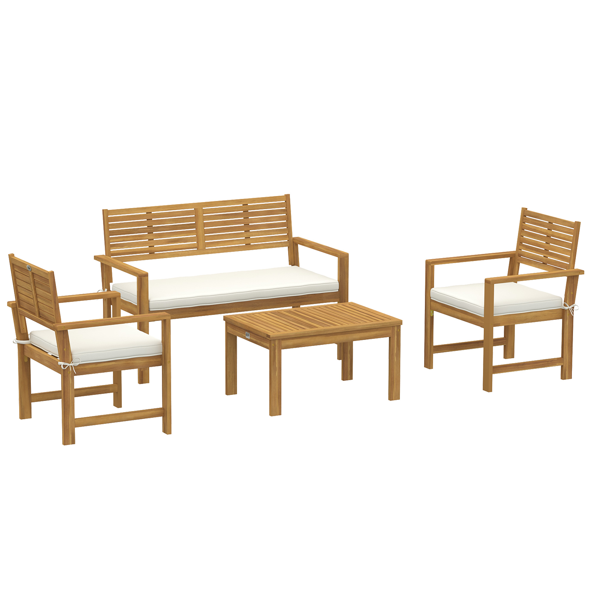 Wincarr Wood 4 Seater Sofa Set - White - Life Essentials