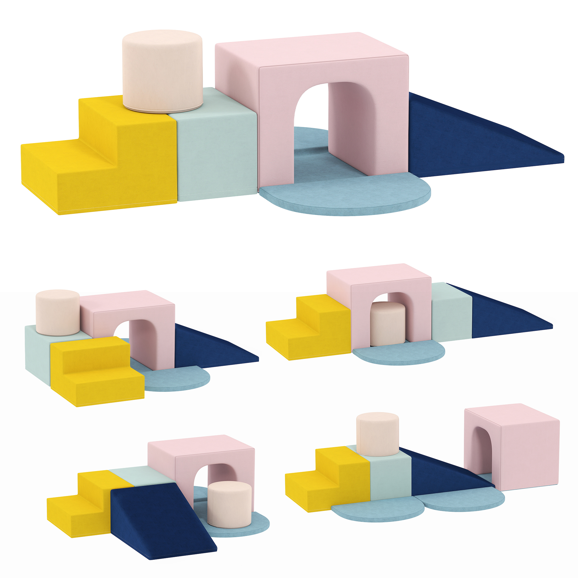 Luxara Velvet 8 Piece Kids Play Blocks Climbing Seti - colored - Life Essentials