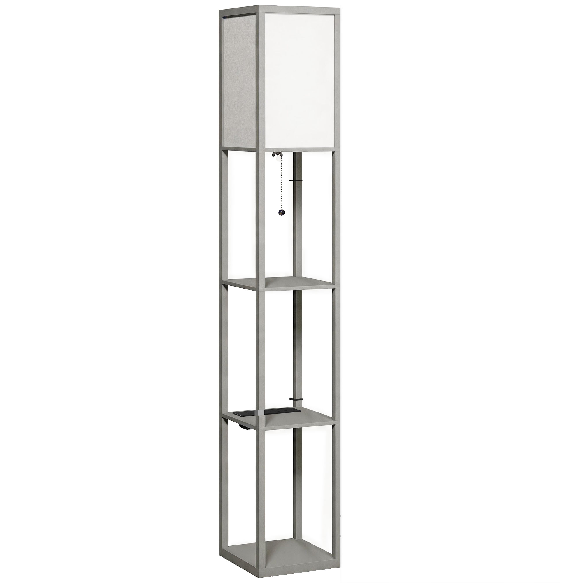 Brothor Grey Floor Lamp with Shelves - 26cm - Life Essentials