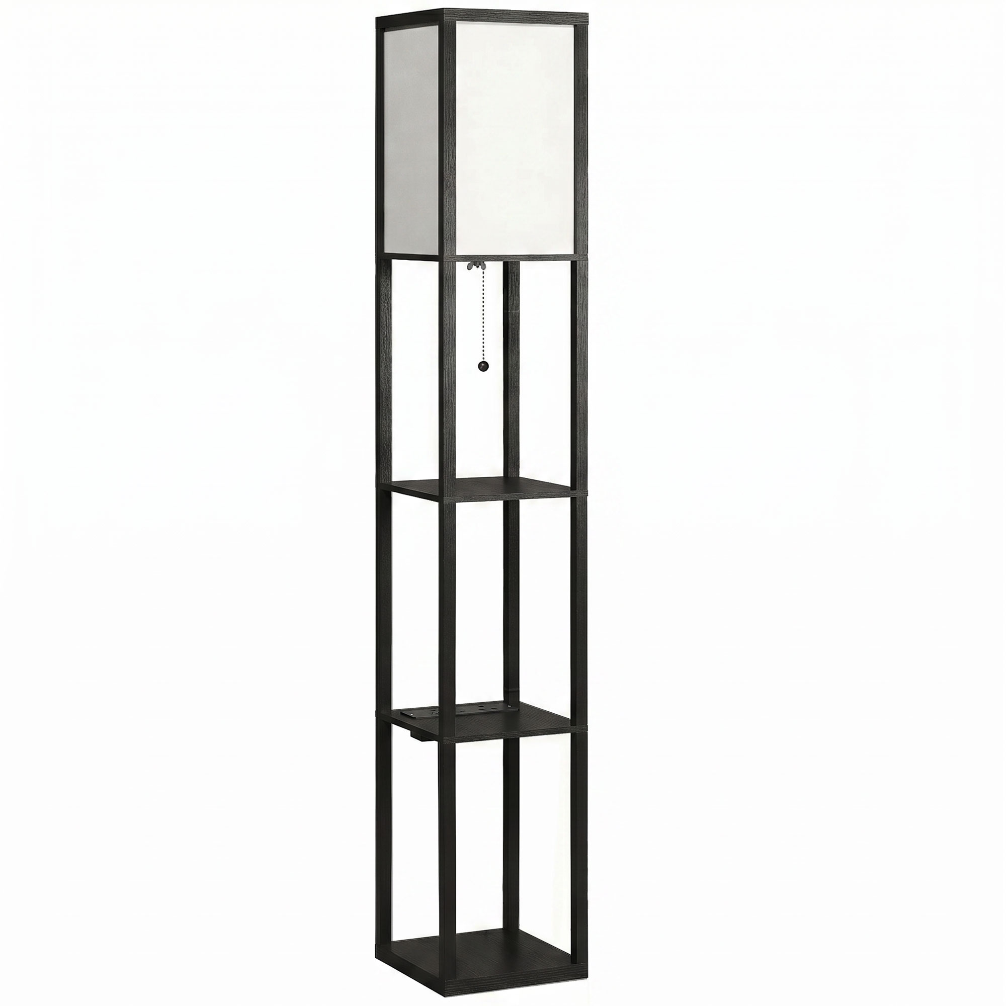 Brothor Black Floor Lamp with Shelves - 26cm - Life Essentials