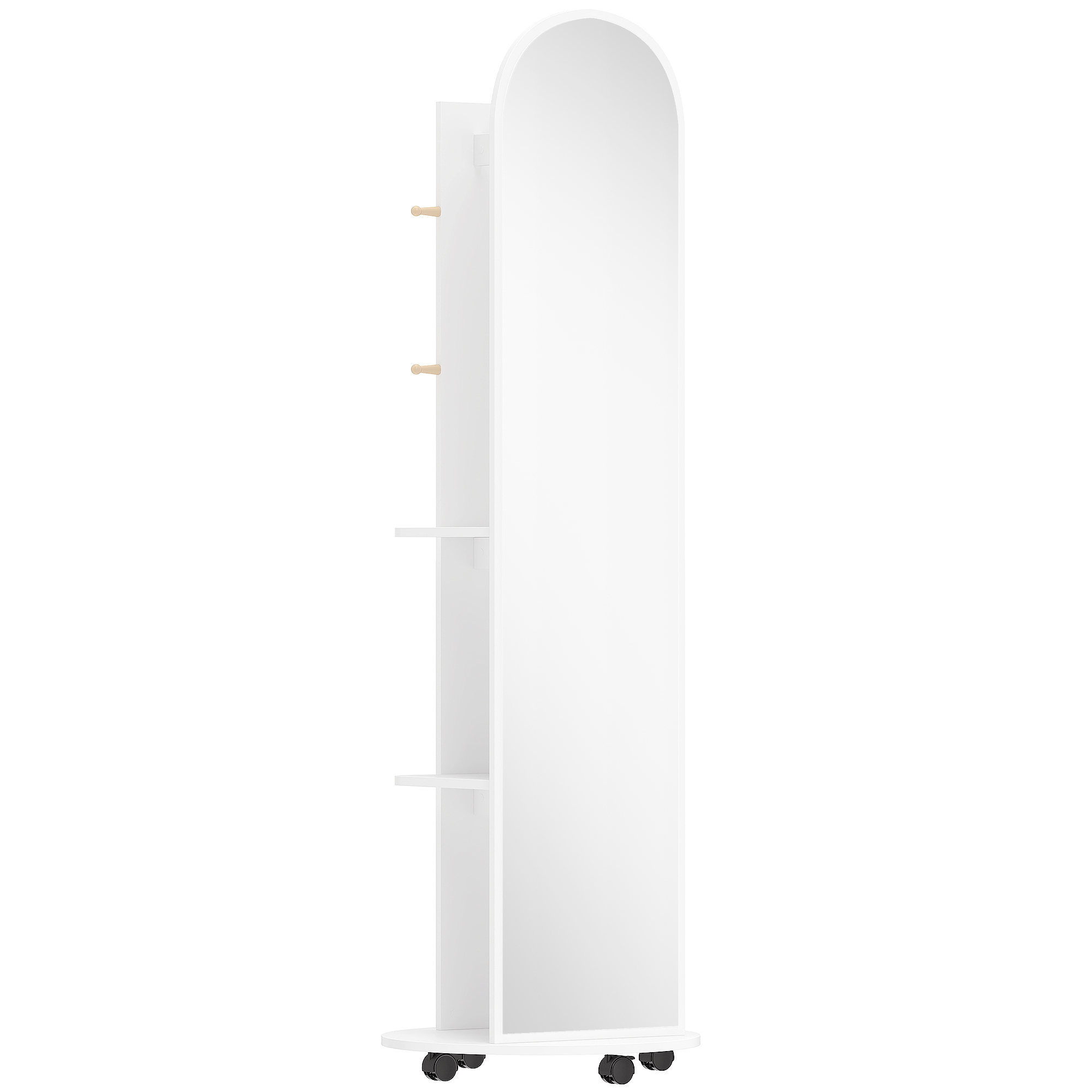 Checarr White Coat Rack with Full Length Mirror - 50cm - Life Essentials