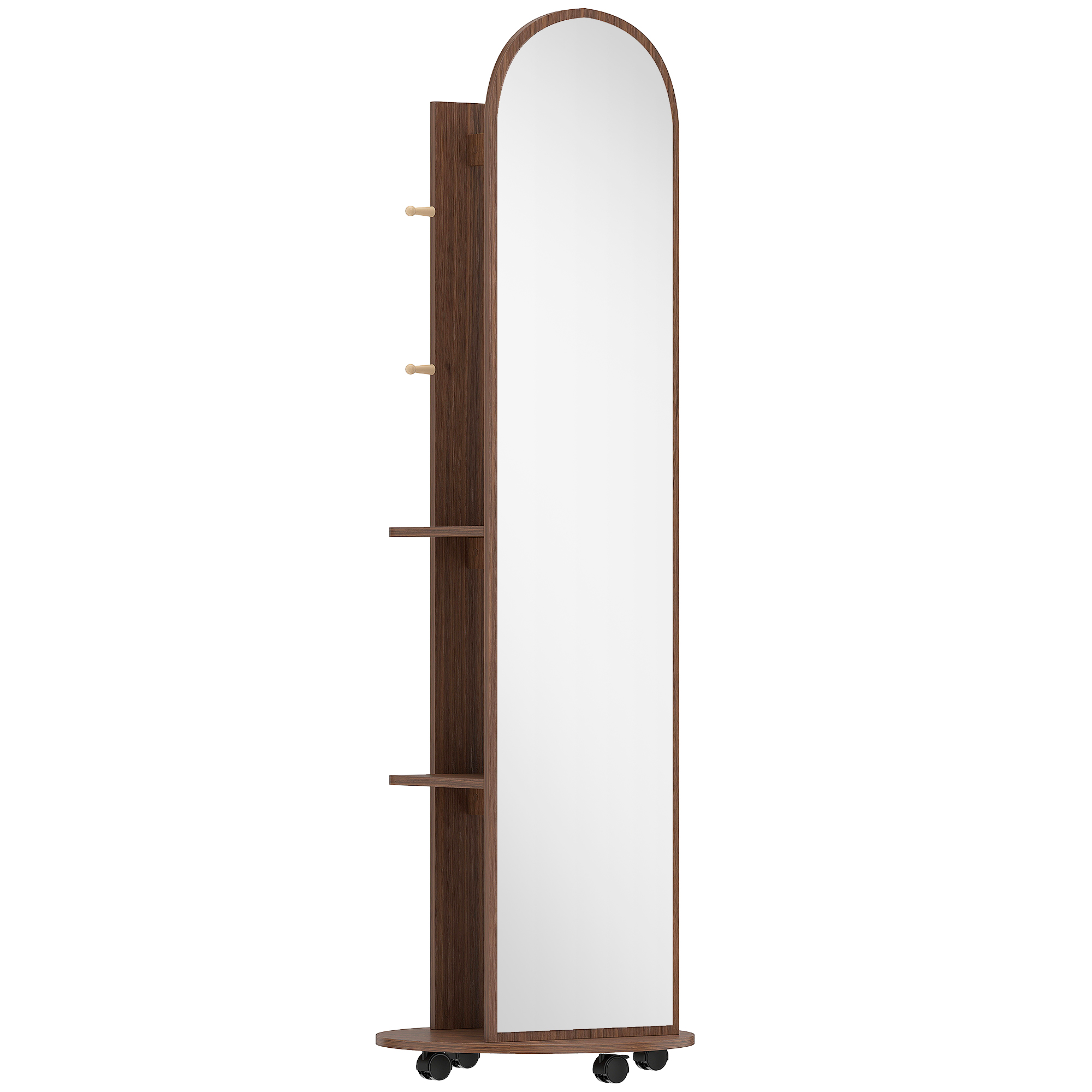 Checarr Brown Coat Rack with Full Length Mirror - 50cm - Life Essentials