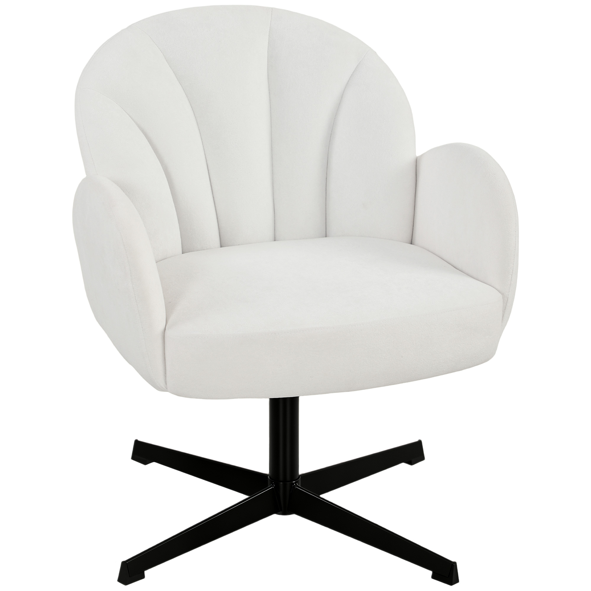 Dalvale Velvet Swivel Chair - Cream White - Life Essentials