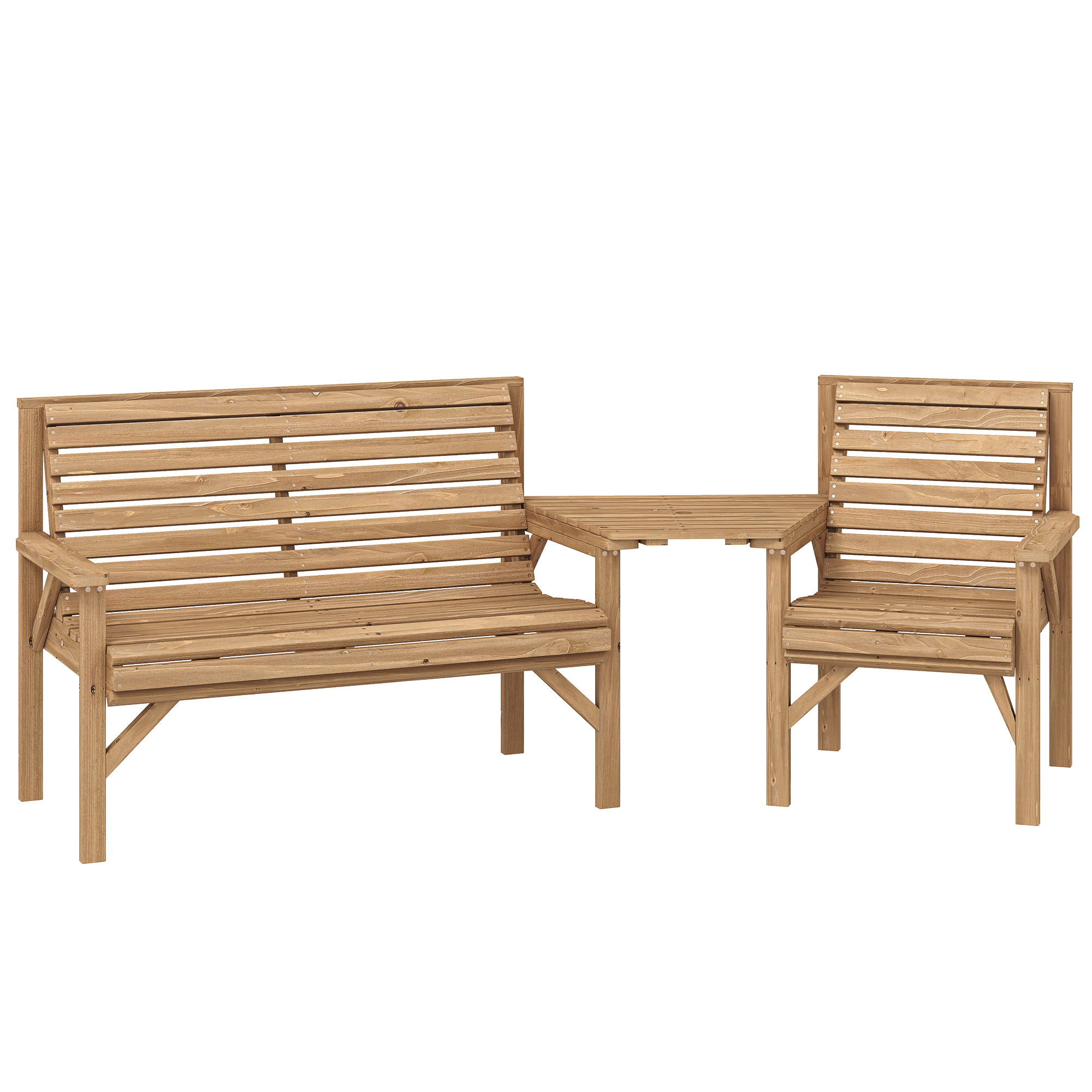 Camford Natural Fir Wood Bench and Detachable Table Set - 121cm - Life Essentials