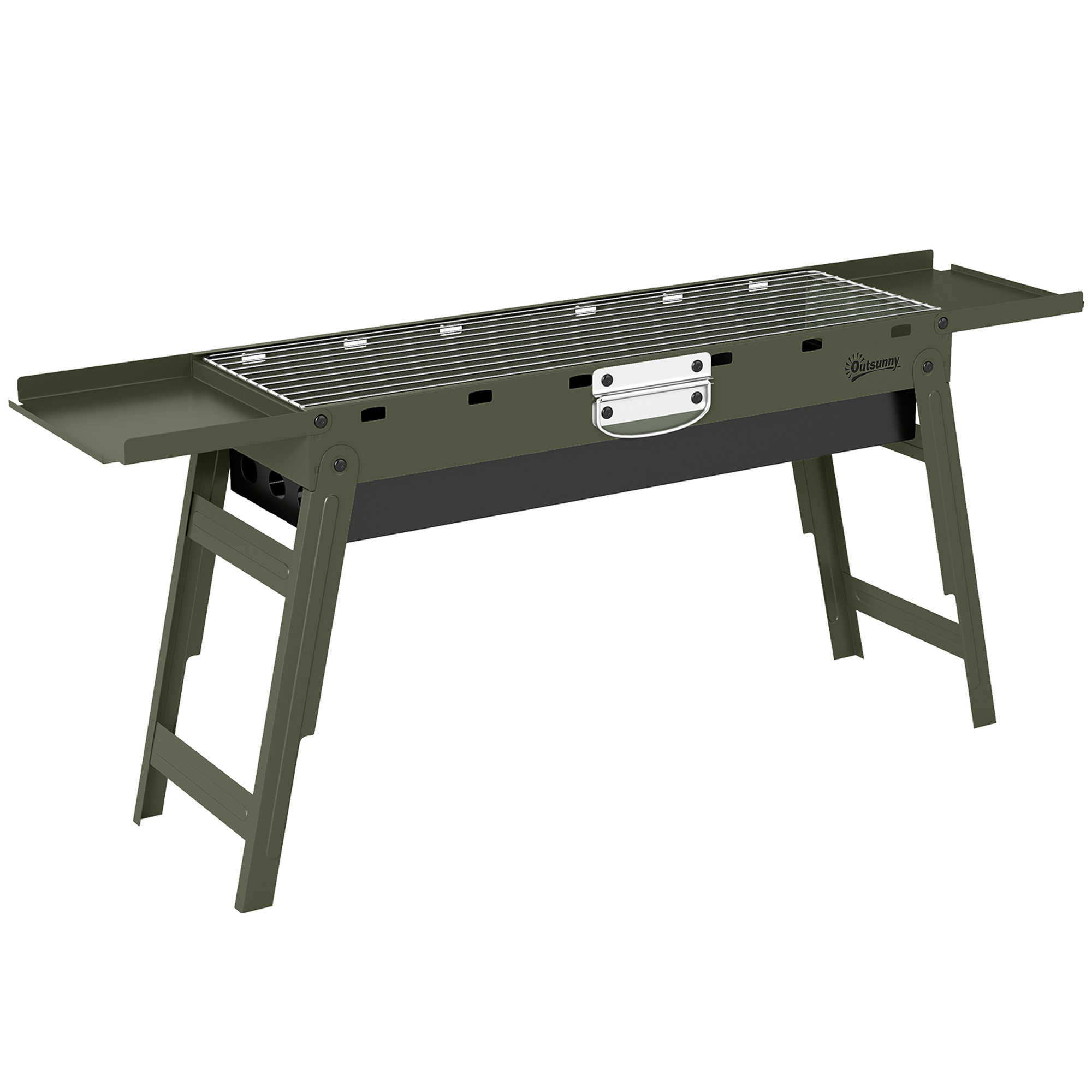 Harlyne Green Steel Foldable Charcoal Grill for Camping - 87cm