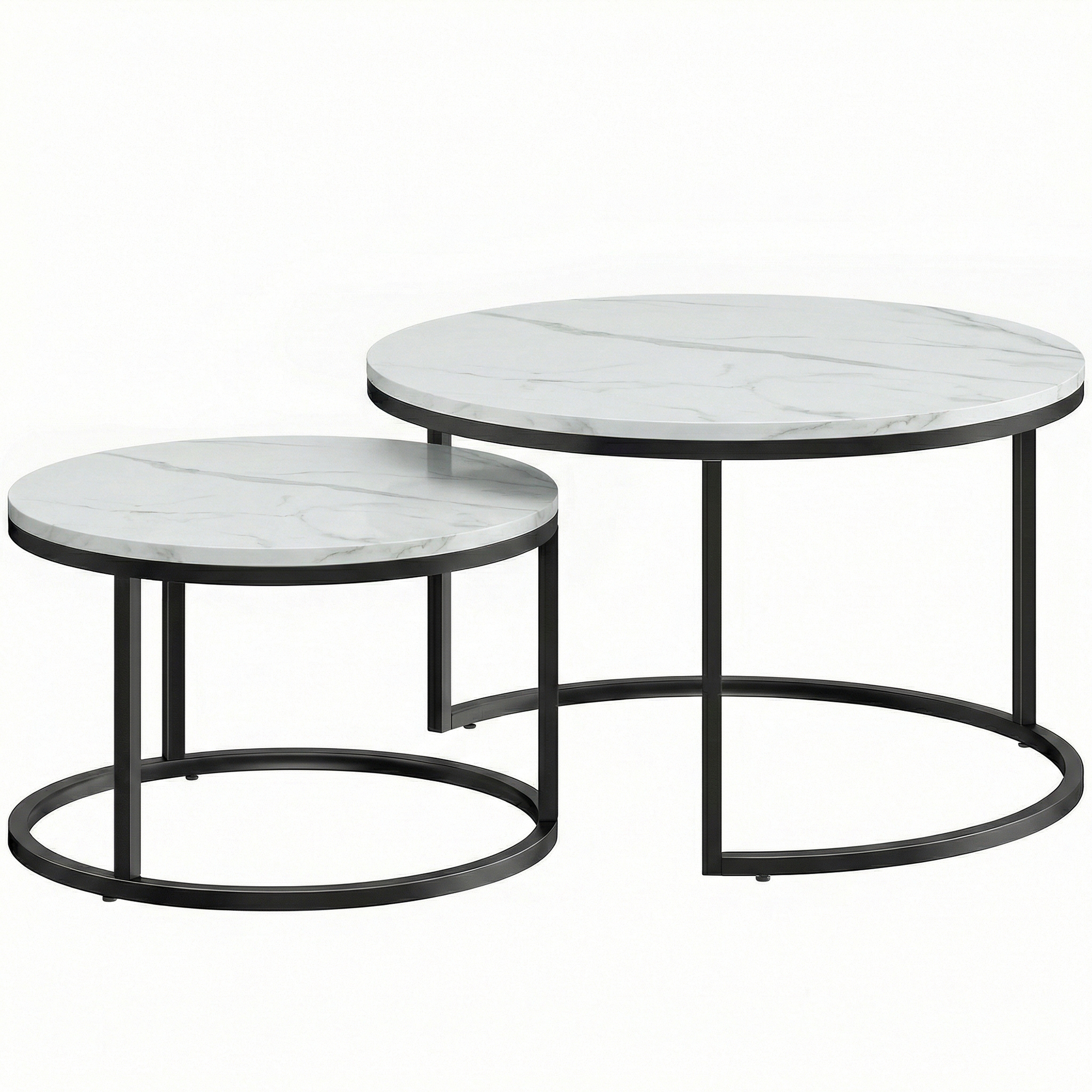Yorloft Marble White Coffee Table Set of 2 - 78.5cm - Life Essentials