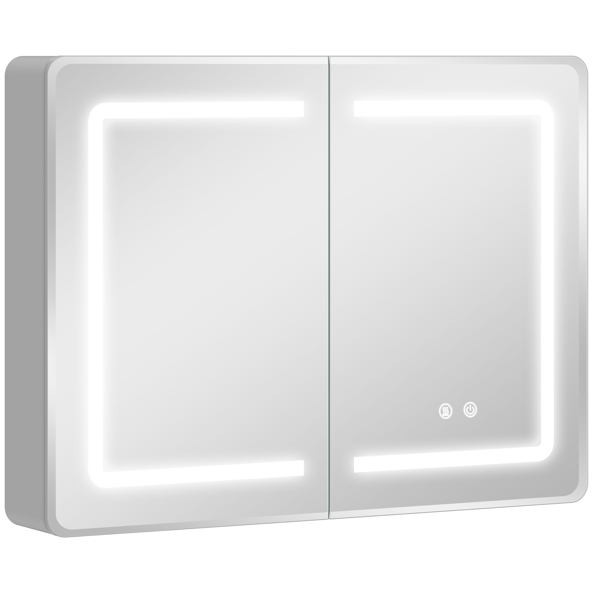 Monant Silver Tempered Glass Bathroom Storage Wall Mirror Cabinet - 80cm - Life Essentials