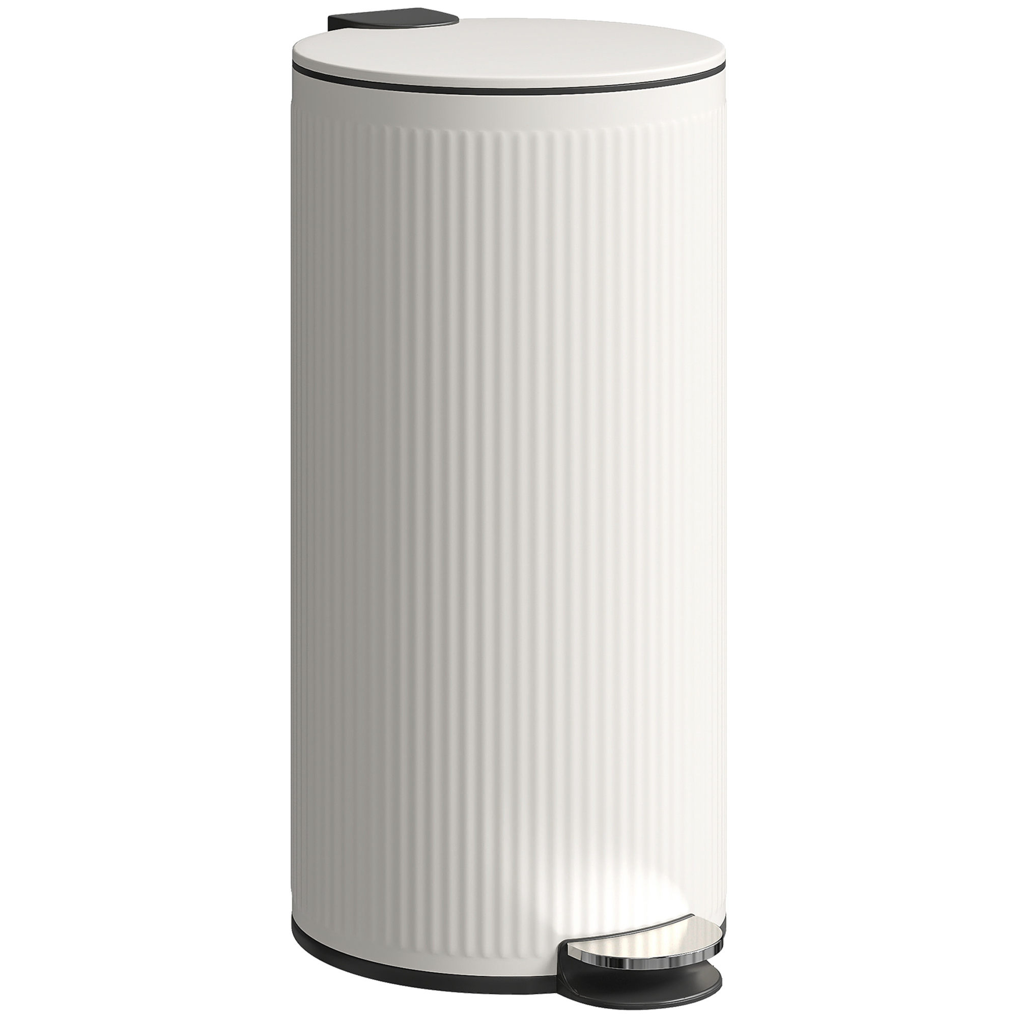 Chewick Cream Metal Pedal Rubbish Bin - 30cm - Life Essentials