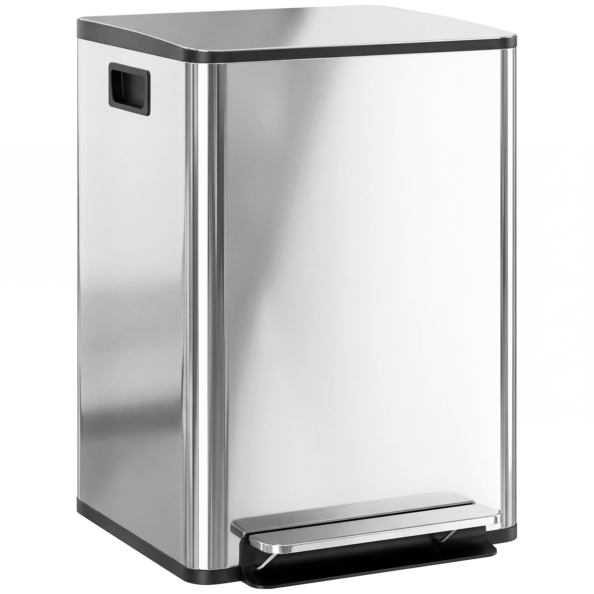 Browold Silver Stainless Steel Dual Compartment Rubbish Bin 40L - 36.7cm - Life Essentials
