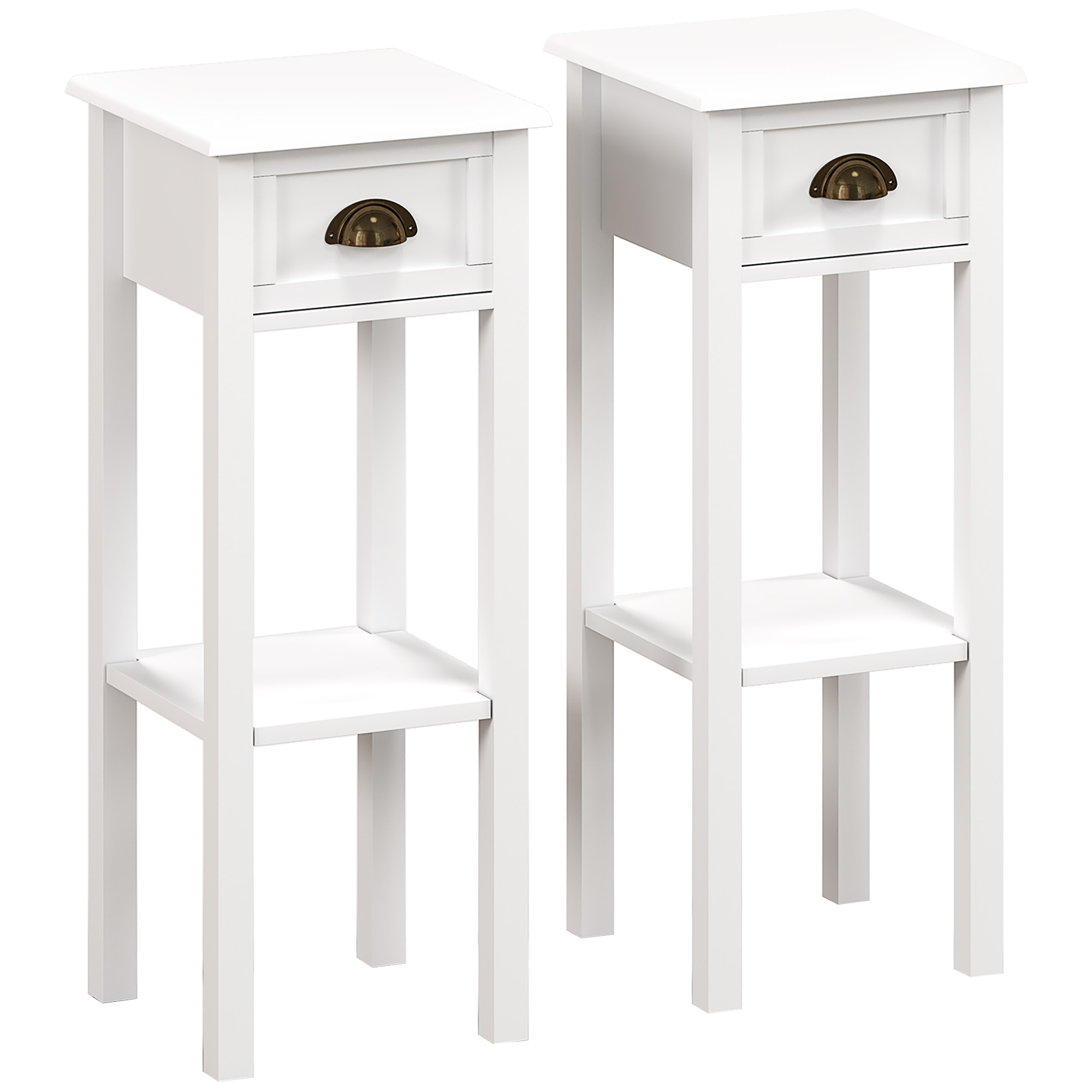 White Bedside Table Set of 2 - 30cm - Life Essentials