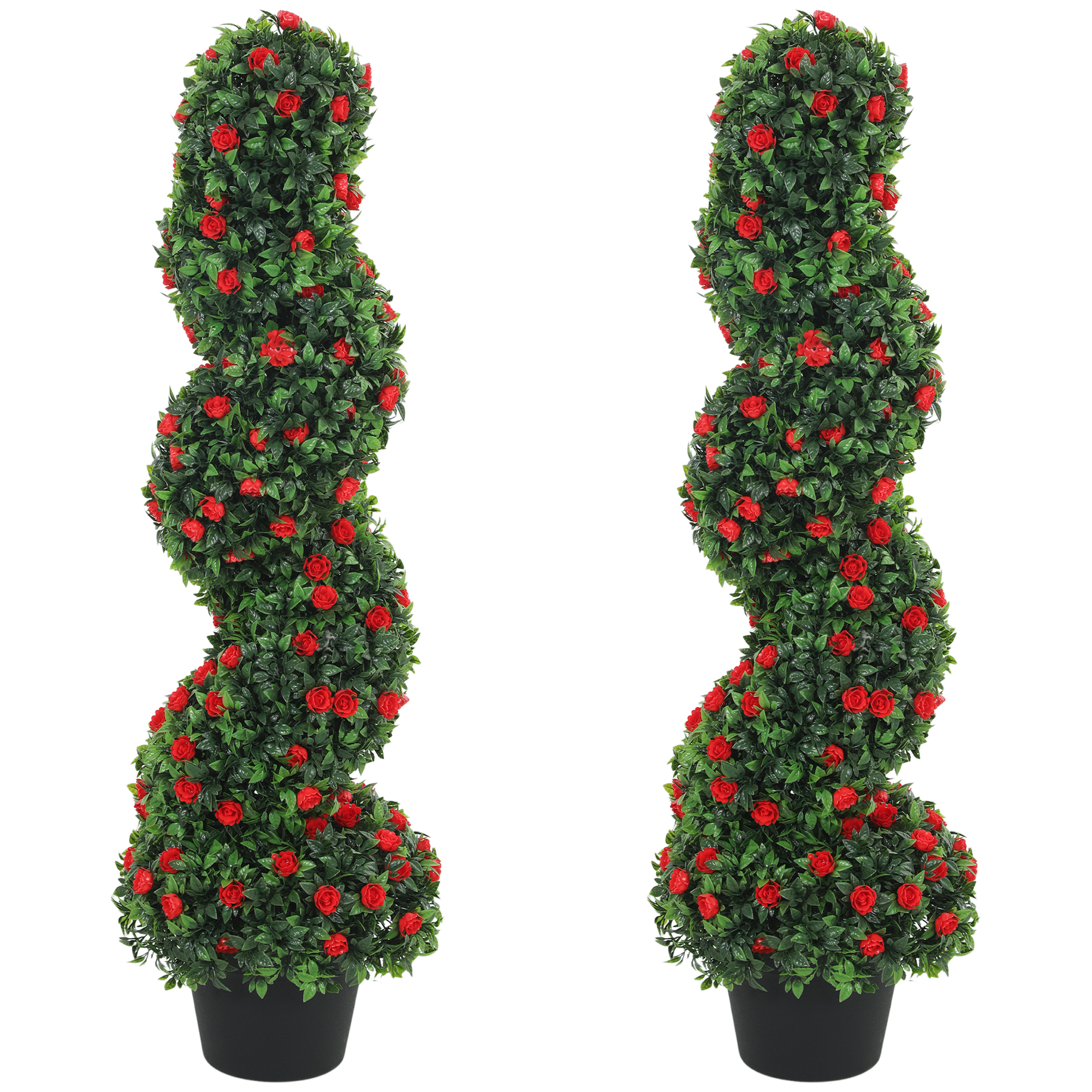 Ivyeth Red Metal Spiral Artificial Plant Set of 2 - 90cm - Life Essentials