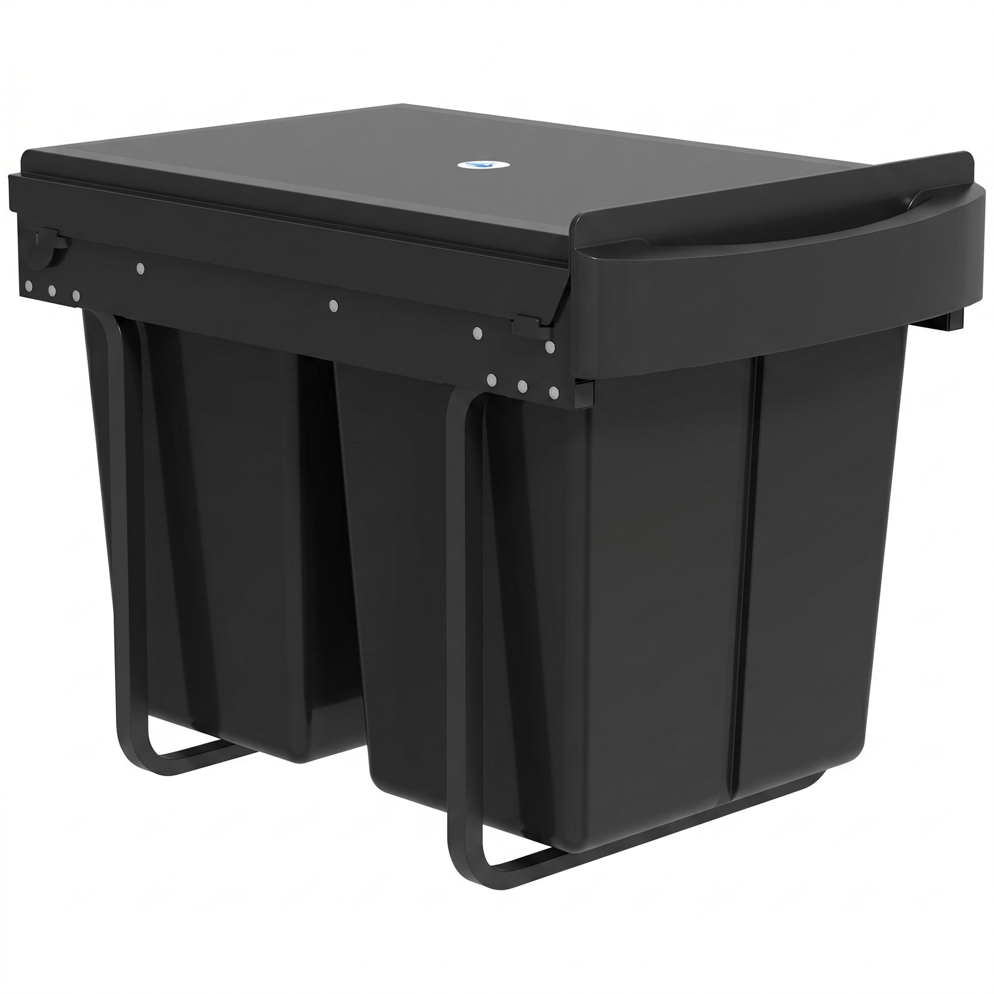 Dalwold Black Steel Kitchen Bin with 2 Removable Compartments - 33.5cm - Life Essentials