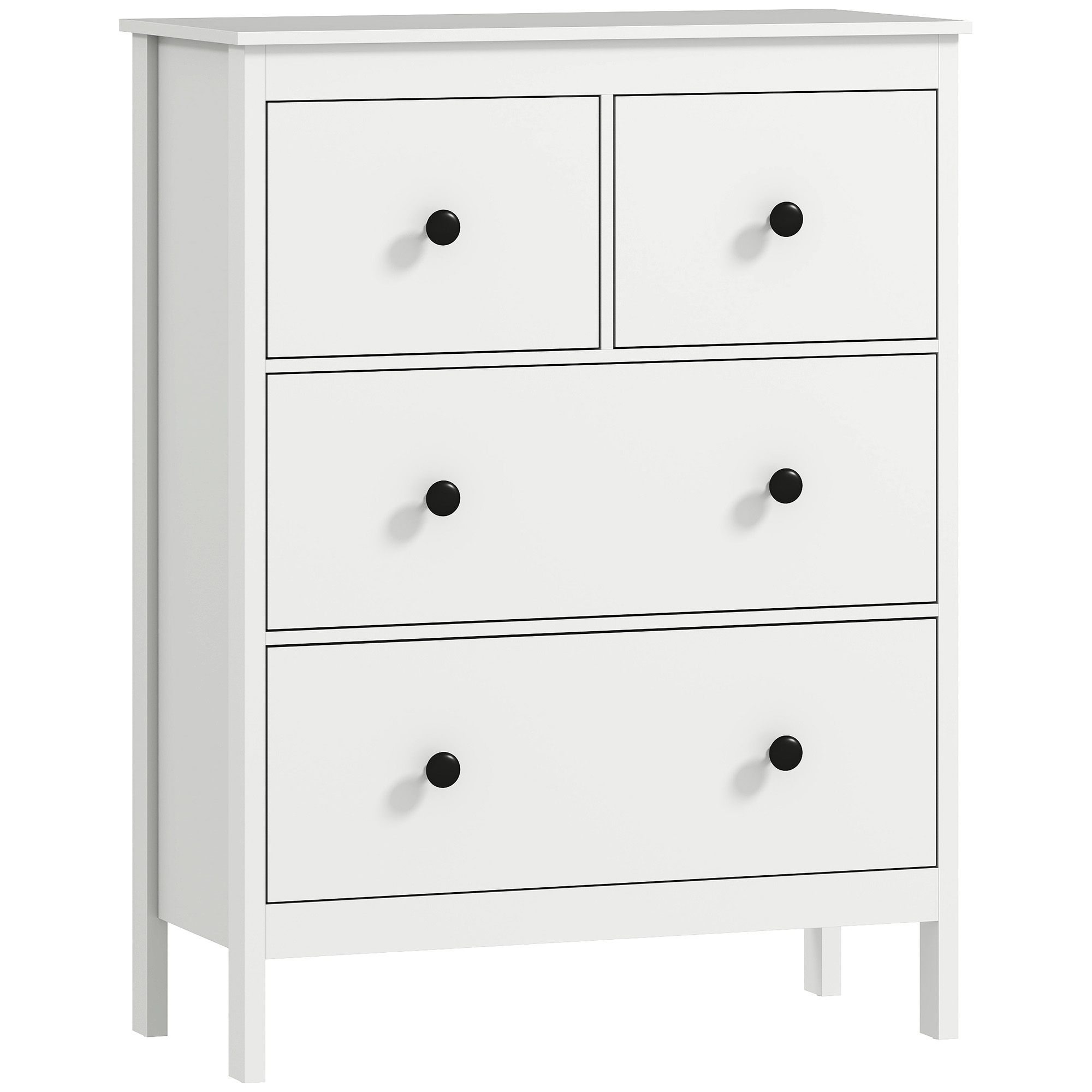 Zenune White Chest of Drawers - Medium-sized, 4 Drawers - Life Essentials