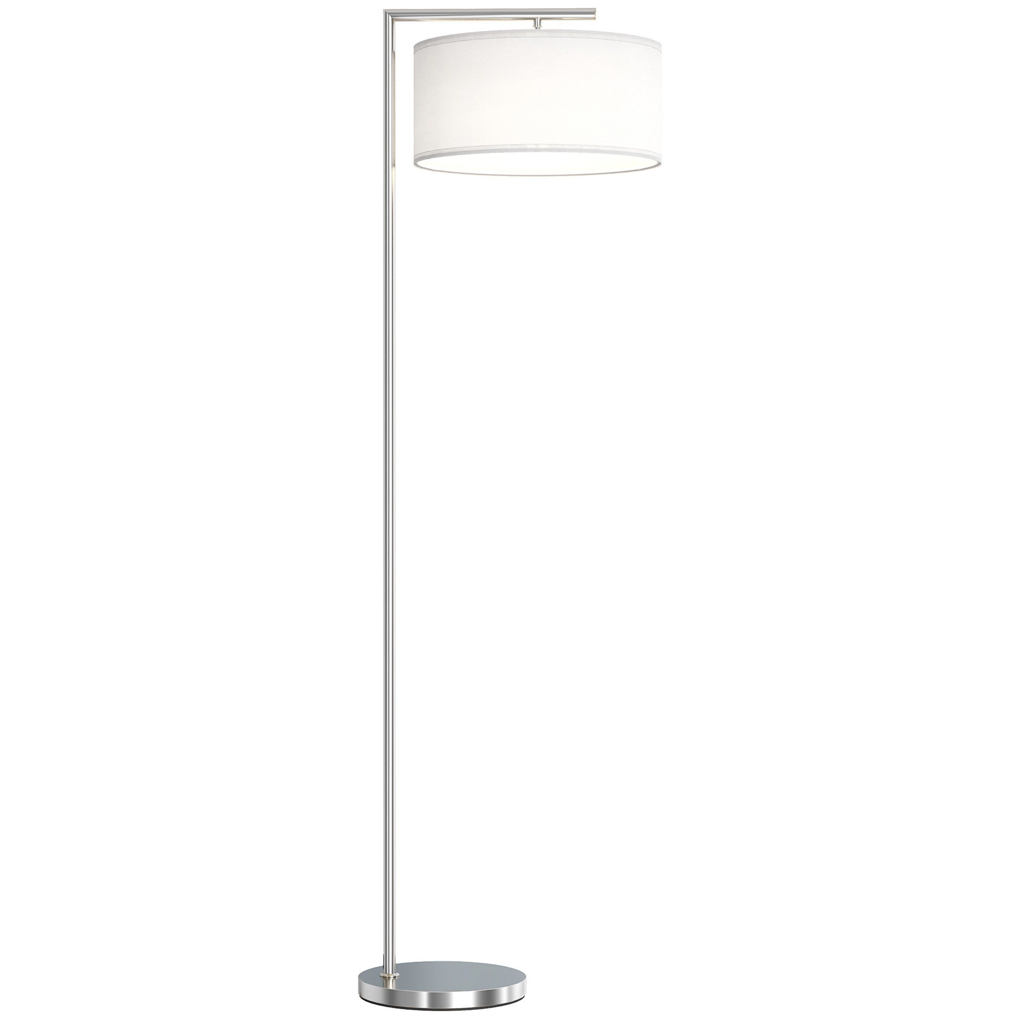 Kenmoor Silver Steel Floor Lamp with Linen Lampshade - 37cm - Life Essentials