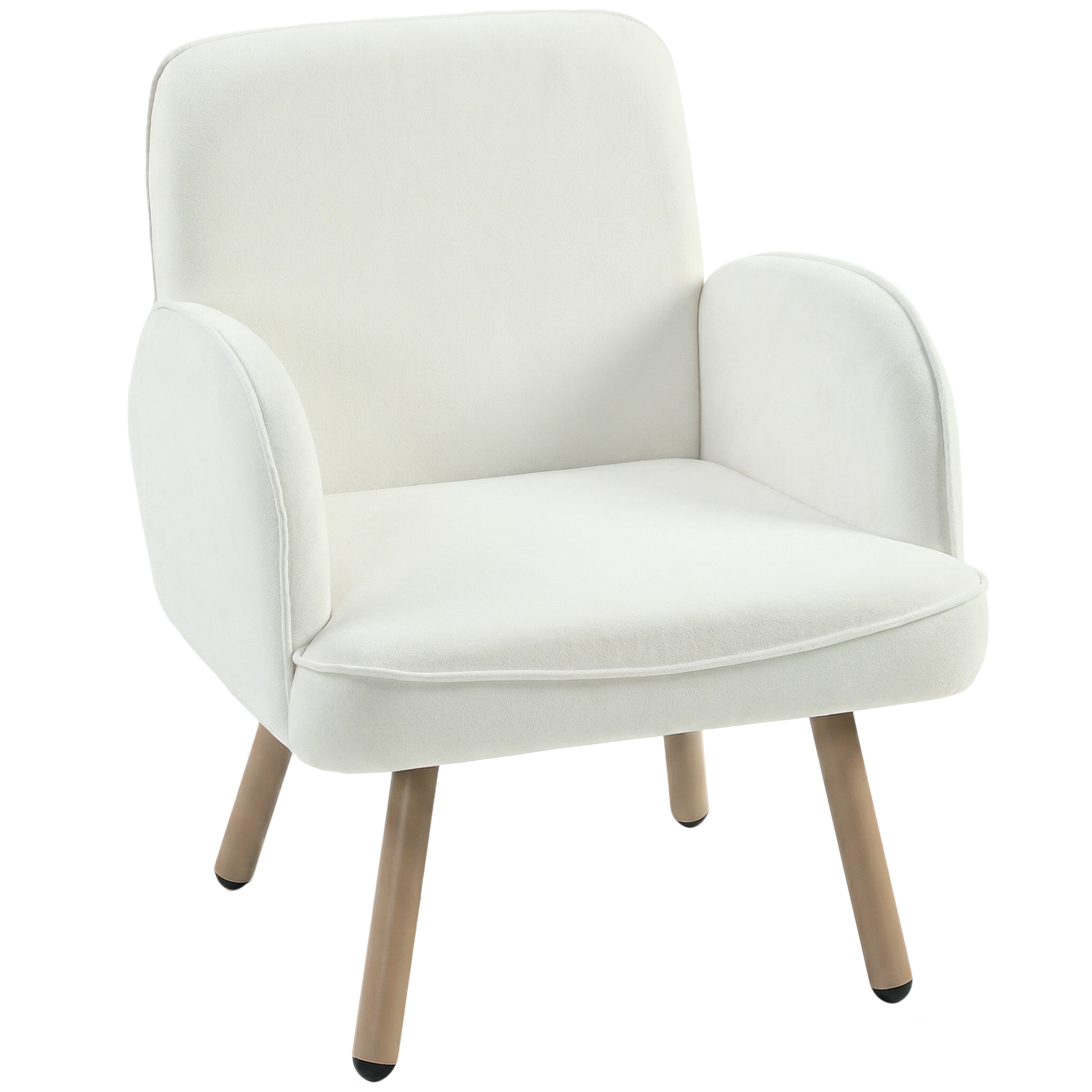 Cheshaw Velvet Armchair - White - Life Essentials