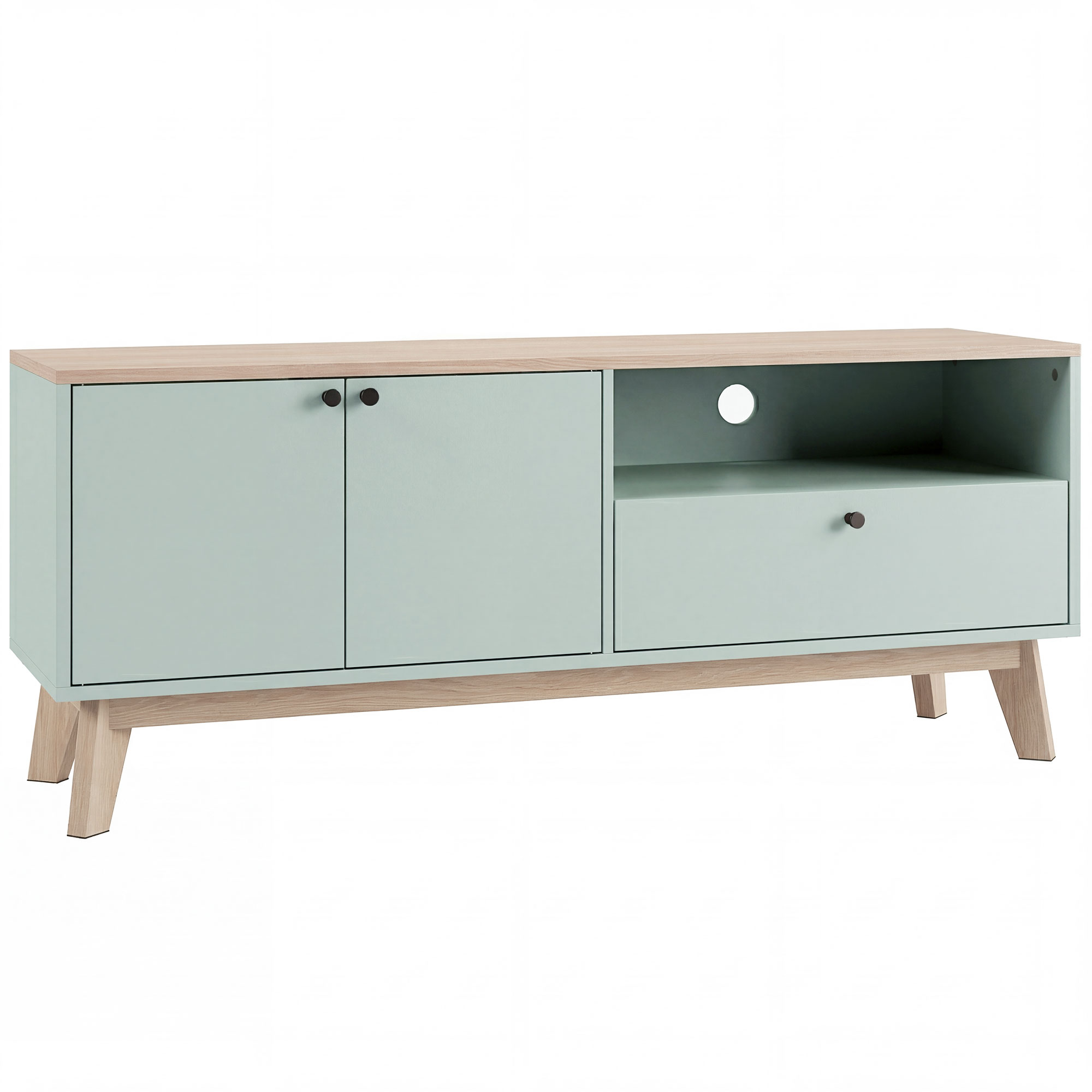 Kenel Light Green TV Stand Cabinet with 2 Doors - 91cm - Life Essentials