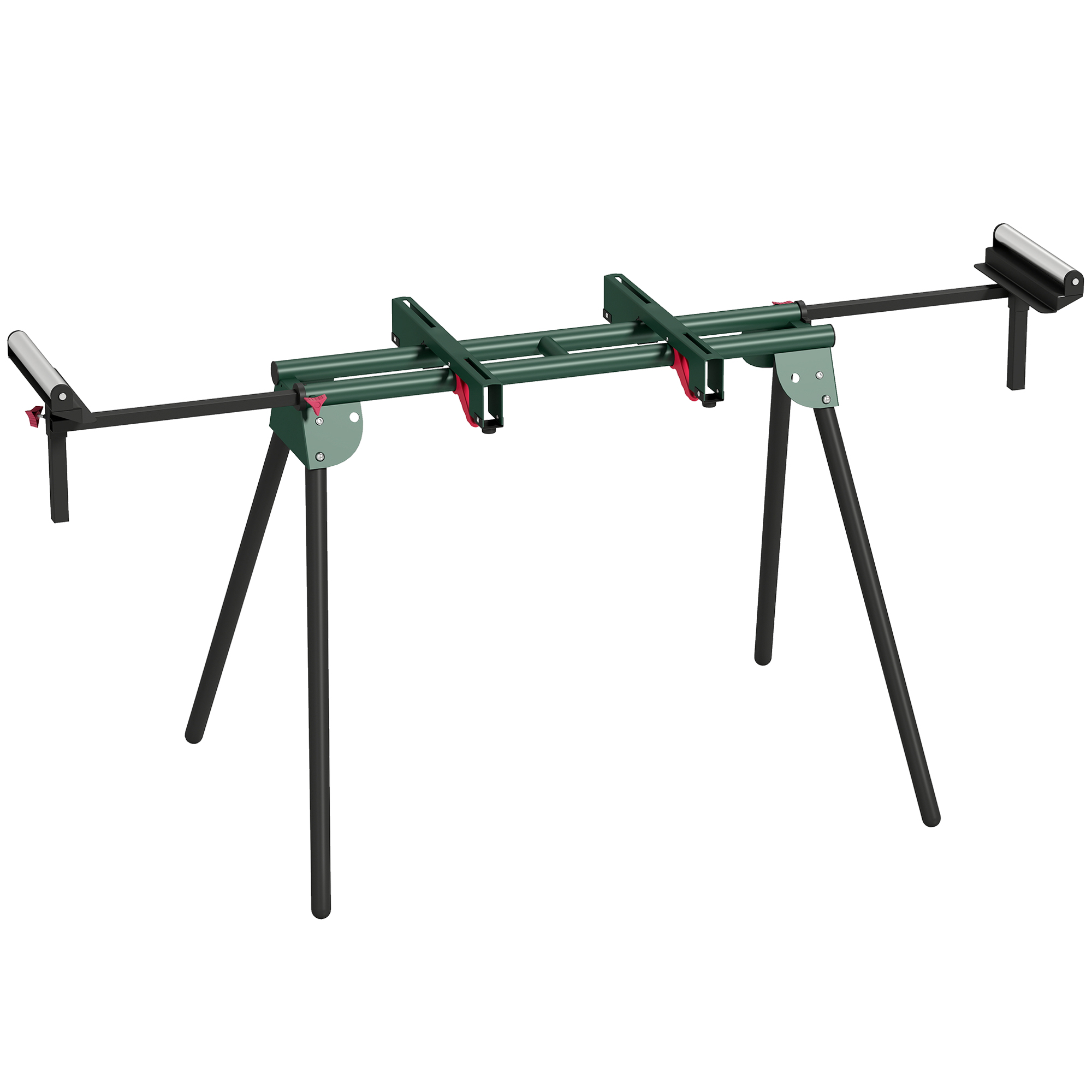 DEVIZES Universal Portable Mitre Saw Stand with Adjustable Rollers, Support Arms and Folding Legs - Green - Life Essentials