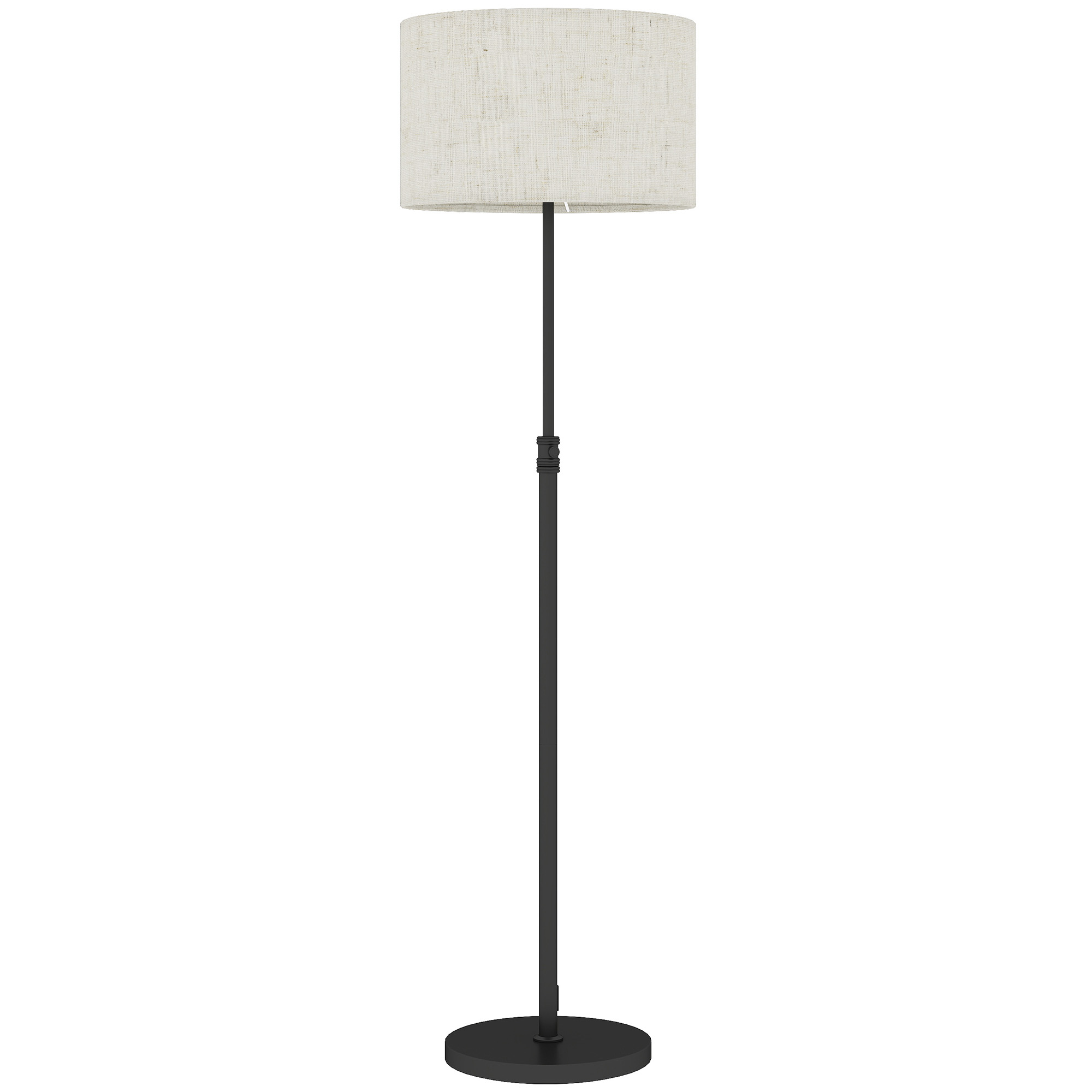 ARVASTYN Height Adjustable Dimmable Floor Lamp with Remote, Linen Shade and Foot Switch - Black and Beige - Life Essentials