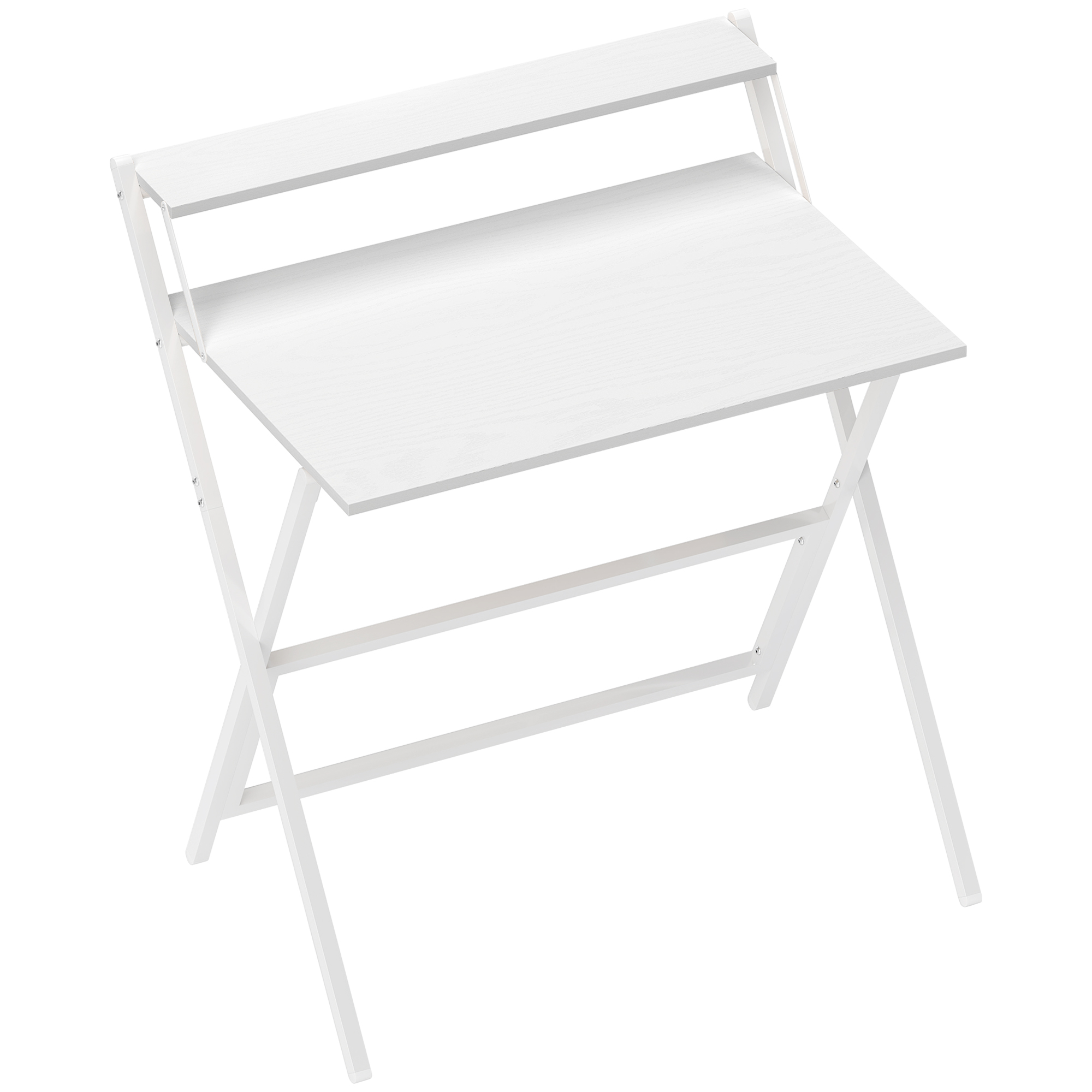 EASTBOURNE 81.5 cm Folding Computer Desk with Raised Monitor Shelf - White - Life Essentials