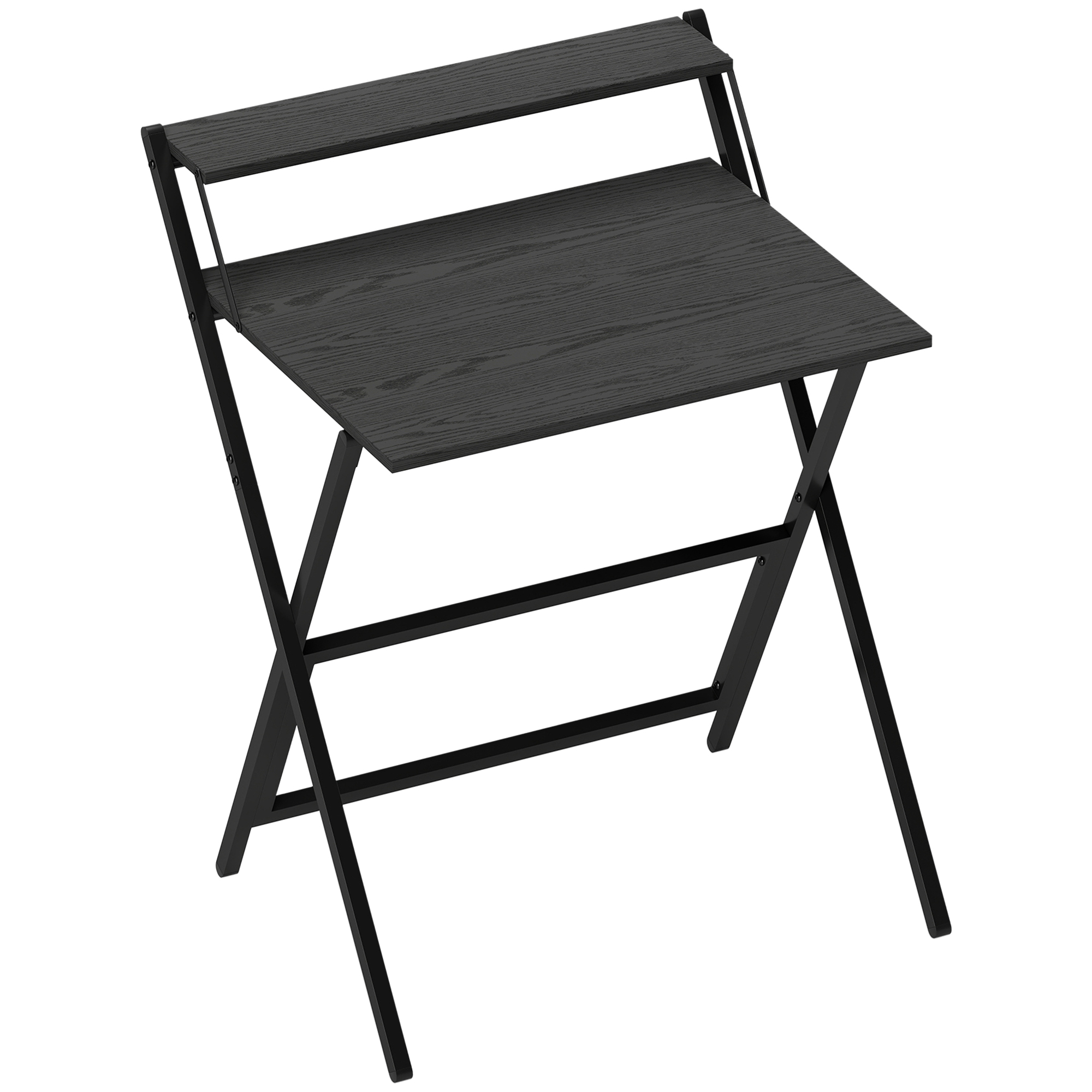 EASTBOURNE 70 cm Folding Computer Desk with Raised Monitor Shelf - Black - Life Essentials