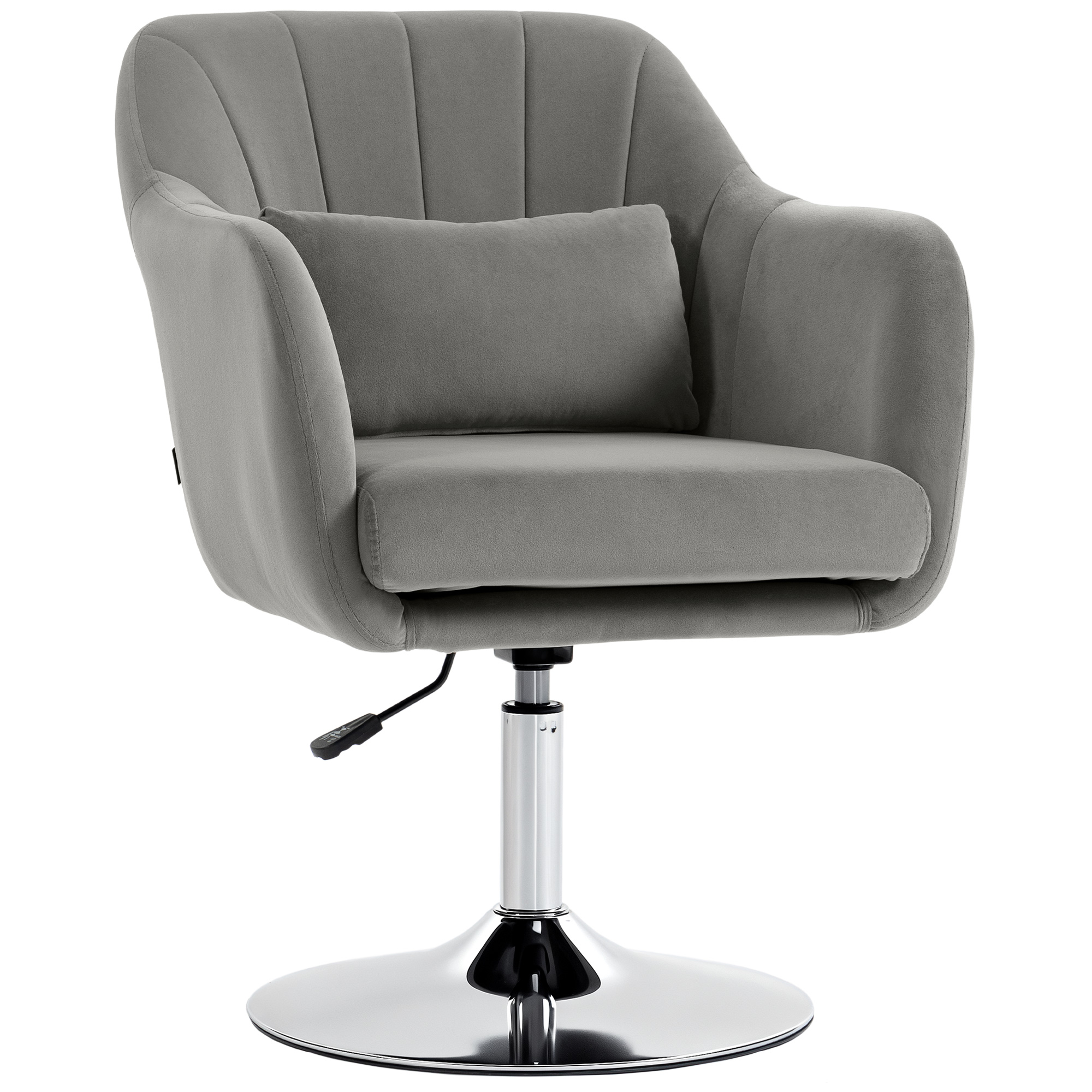 HIGHCLERE Retro Velvet Swivel Tub Chair with Steel Frame and Cushioned Seat - Grey - Life Essentials