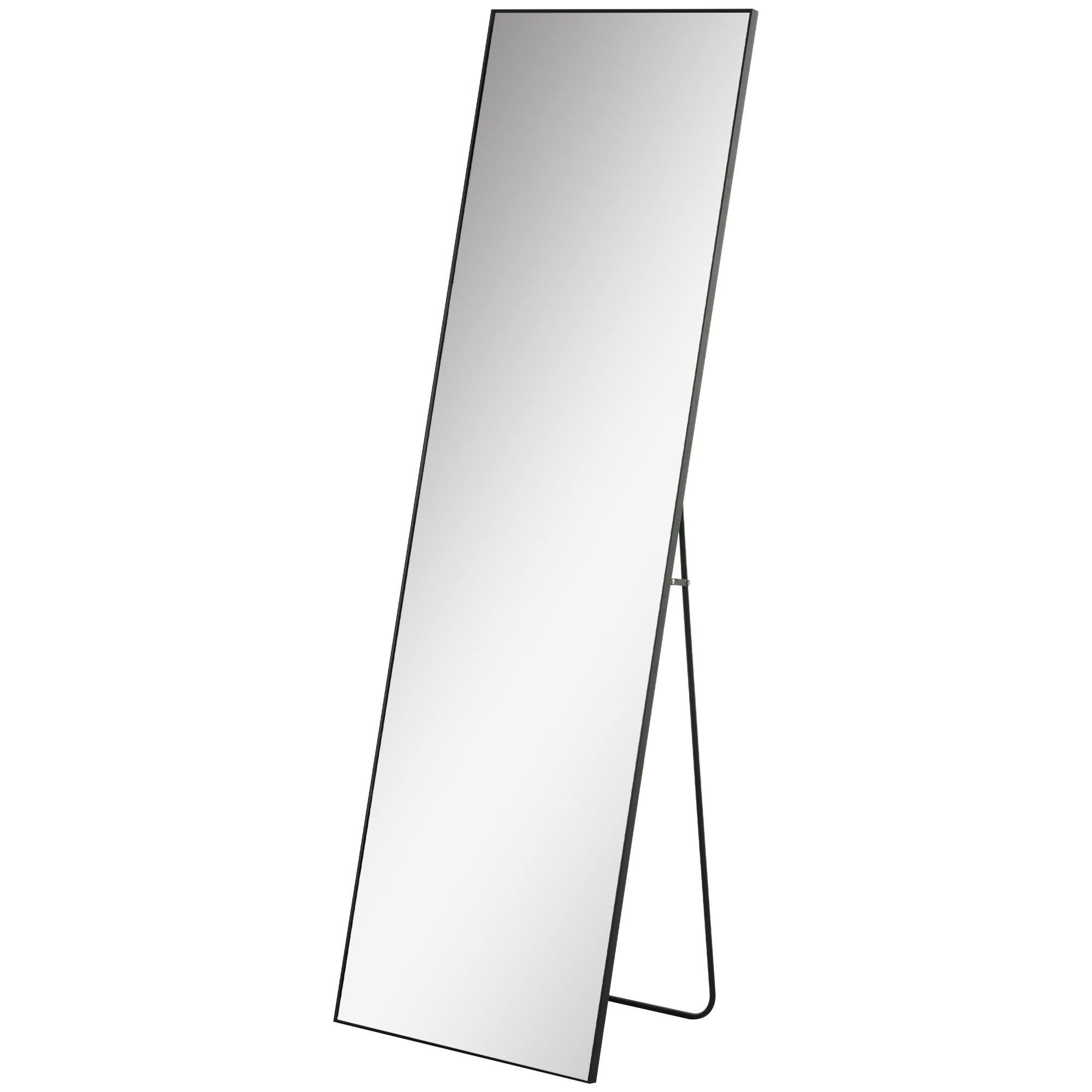 HALSTEAD Full Length Aluminium Framed Mirror for Floor Standing or Wall Hanging - Black - Life Essentials