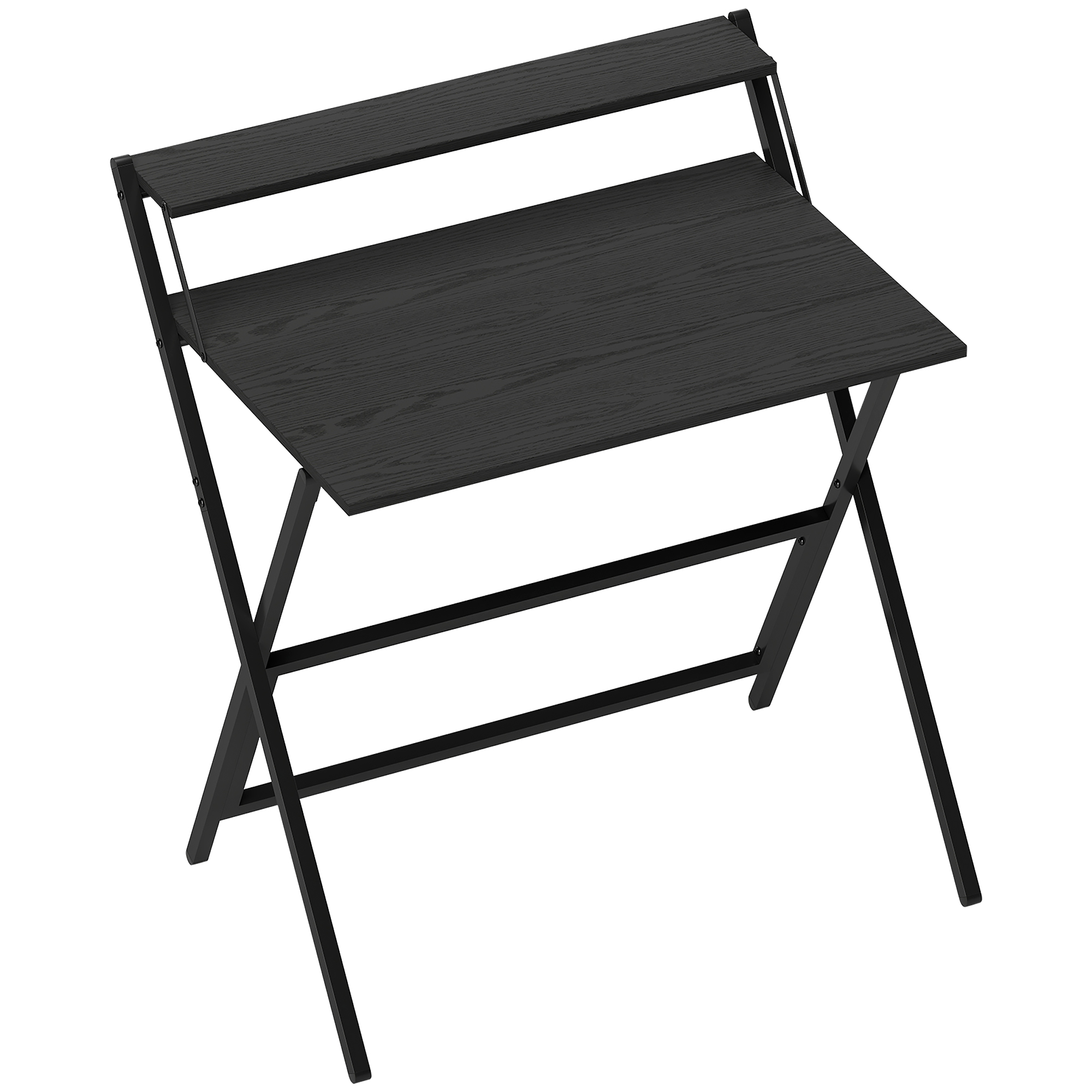 EASTBOURNE 81.5 cm Folding Computer Desk with Raised Monitor Shelf - Black - Life Essentials